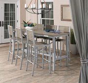 Travira 7-Piece 72"X30" Bar Table And Slat Bar Chair Set - Powder Coated Aluminum Frame - Tekwood Vintage