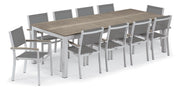 Travira 11-Piece 103"X42" Table And Sling Armchair Dining Set - Powder Coated Aluminum Frame - Tekwood Vintage - Titanium Sling