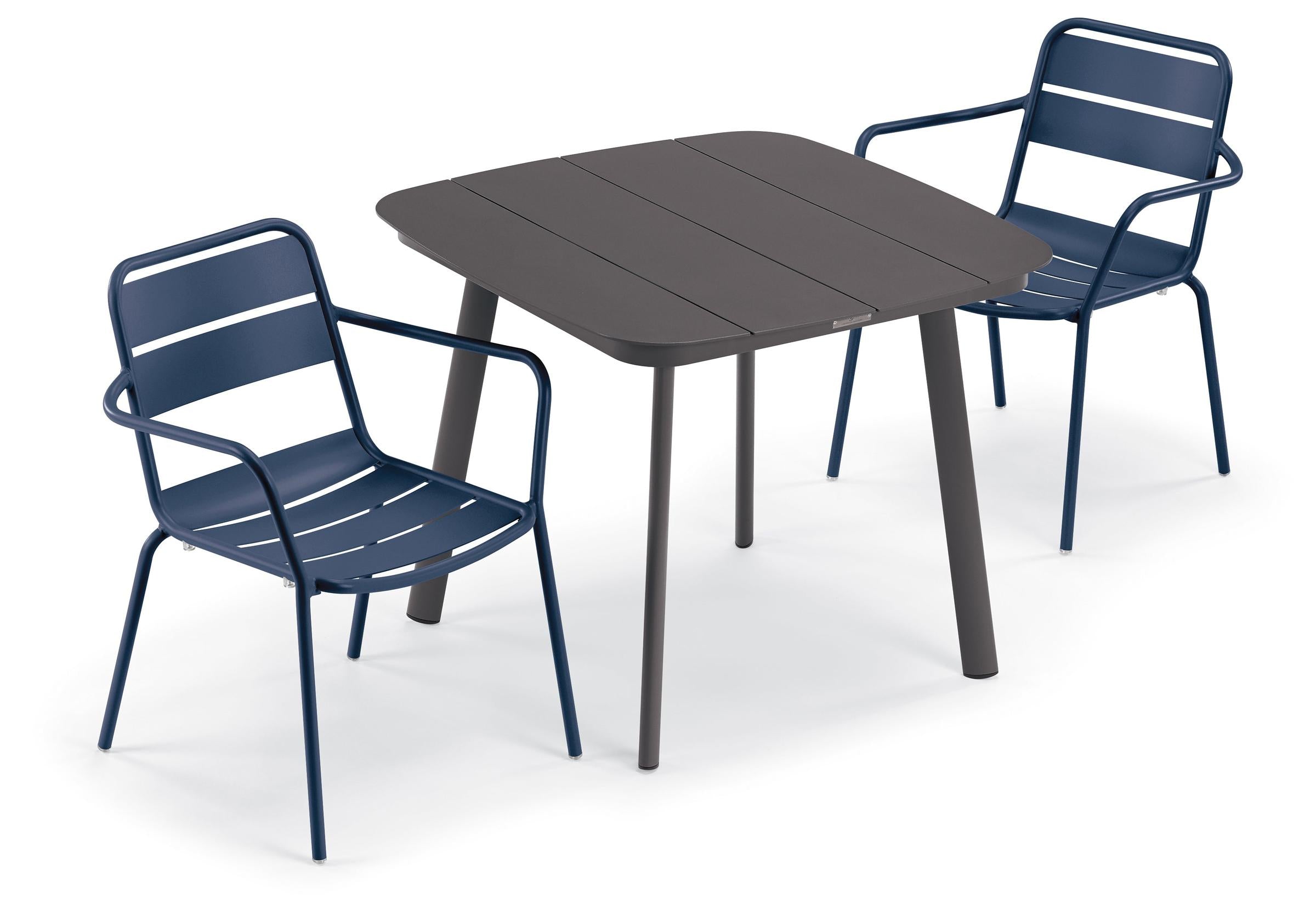 Kapri 3-Piece Dining Table and Armchair Set - Prussian