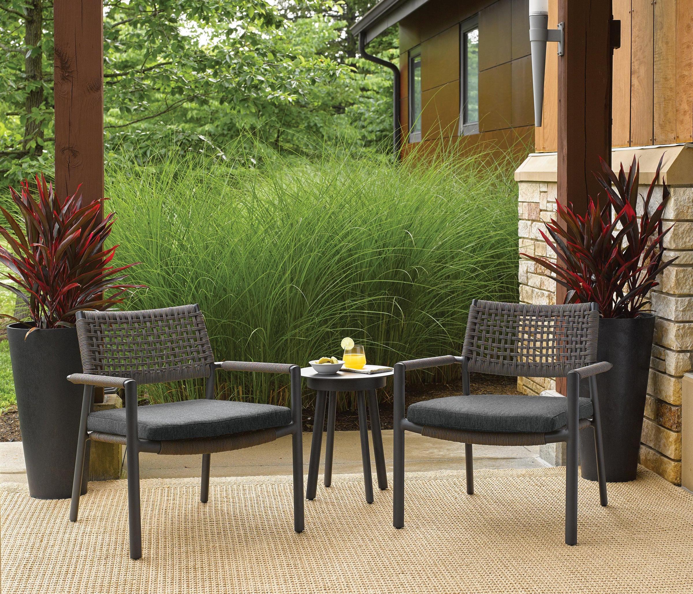 Eiland 3-Piece Club Chairs And Table Chat Set - Pepper Cushions