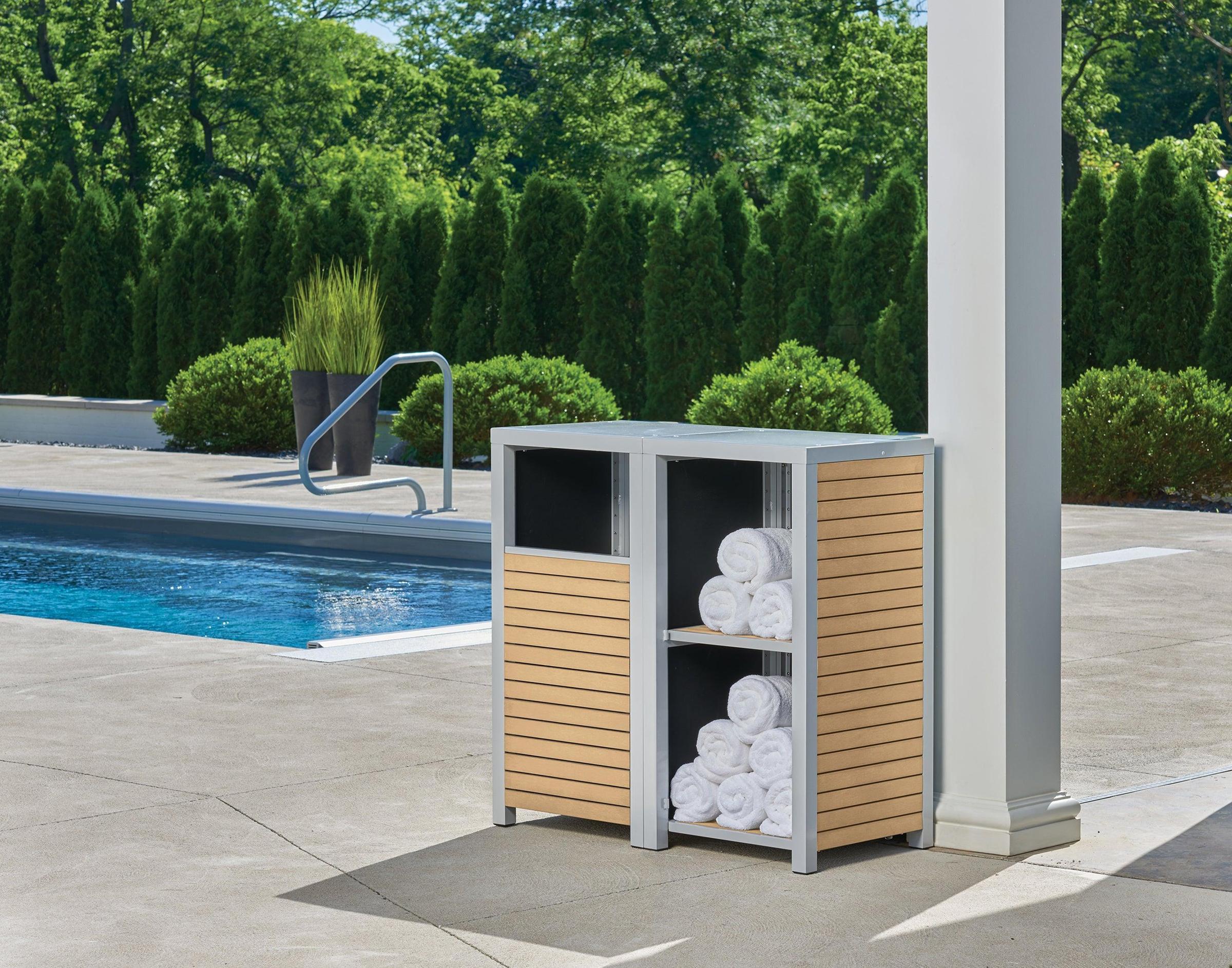 Travira 2-Piece Modular Valet Receptacle And Shelves Bases Set - Tekwood Natural