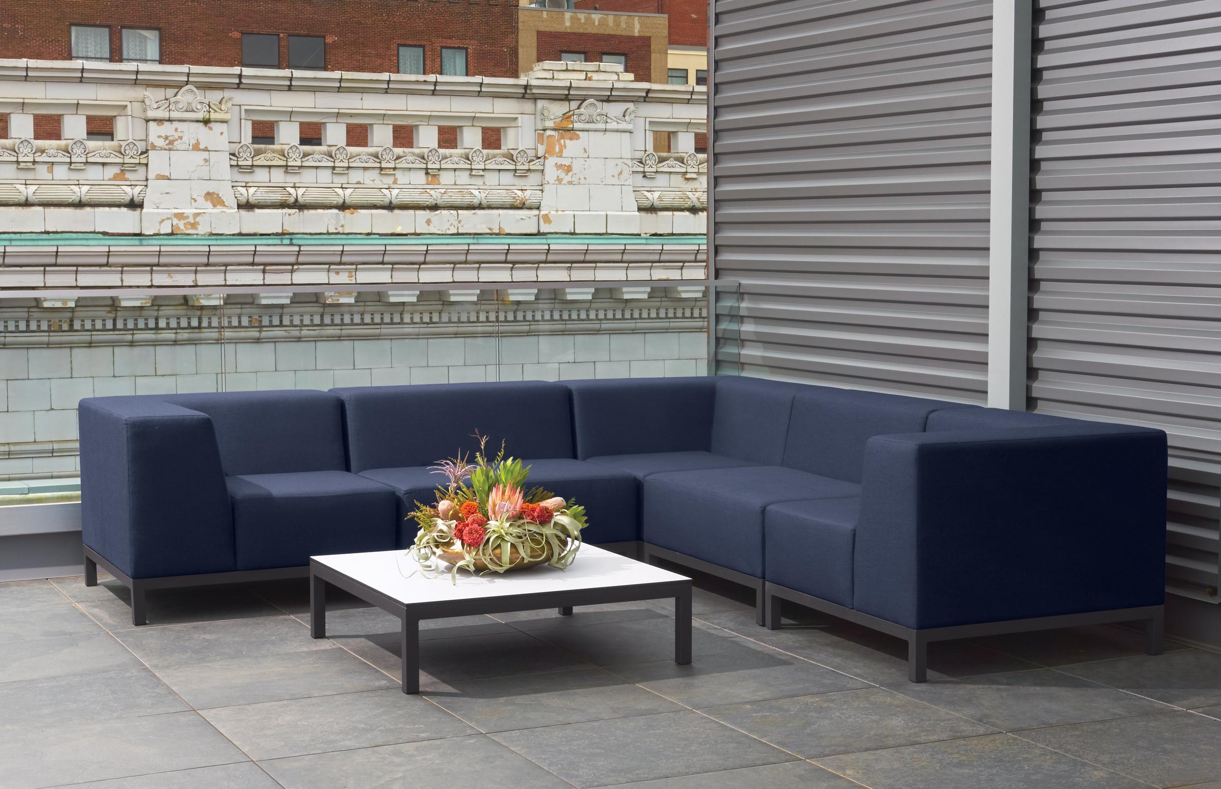 Koral 6-Piece Modular L-Shape Sectional & Coffee Table Set - Spectrum Indigo Upholstery