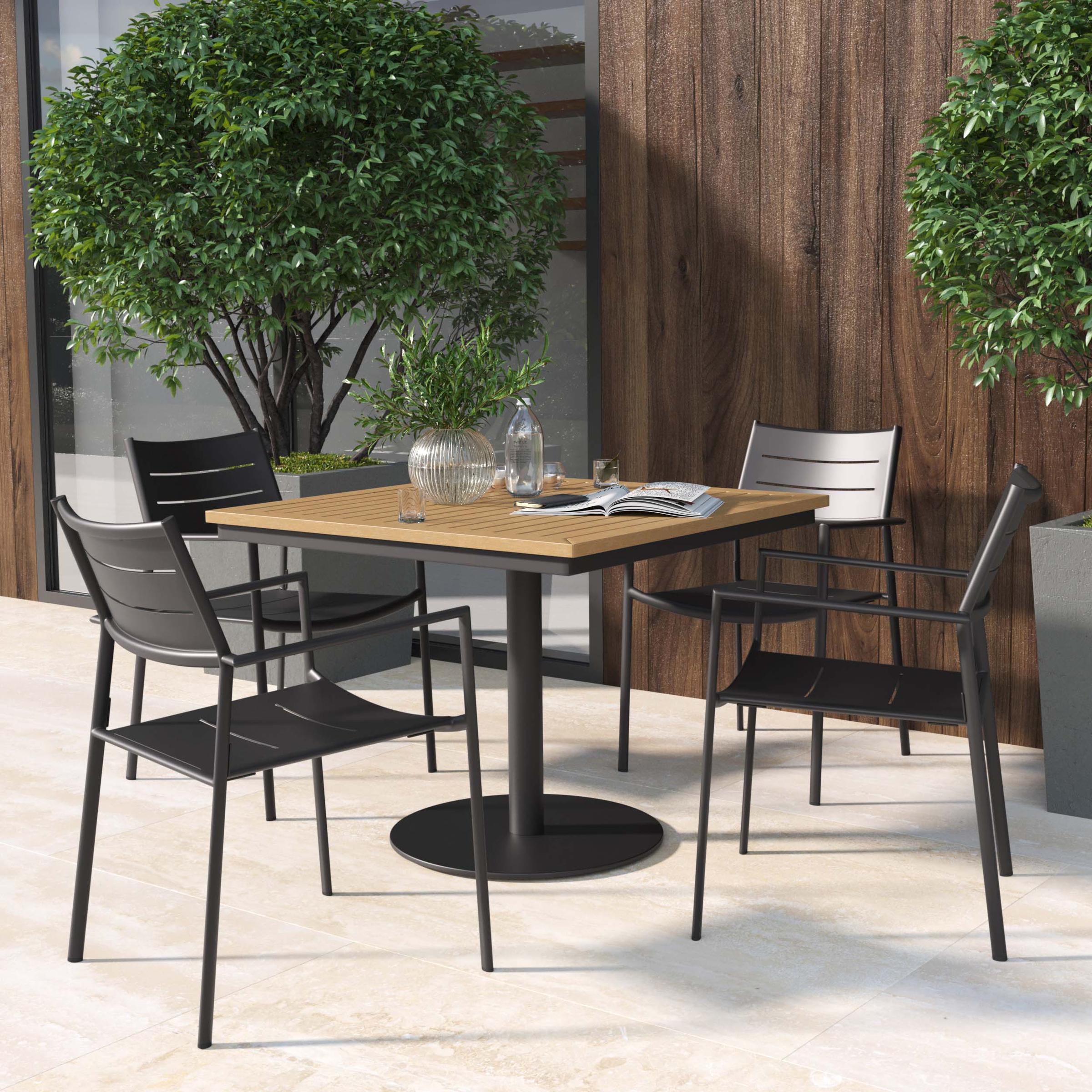Eiland 5-Piece 36" Square Dining Table & Dining Chairs Set - Natural Tekwood Top - Carbon