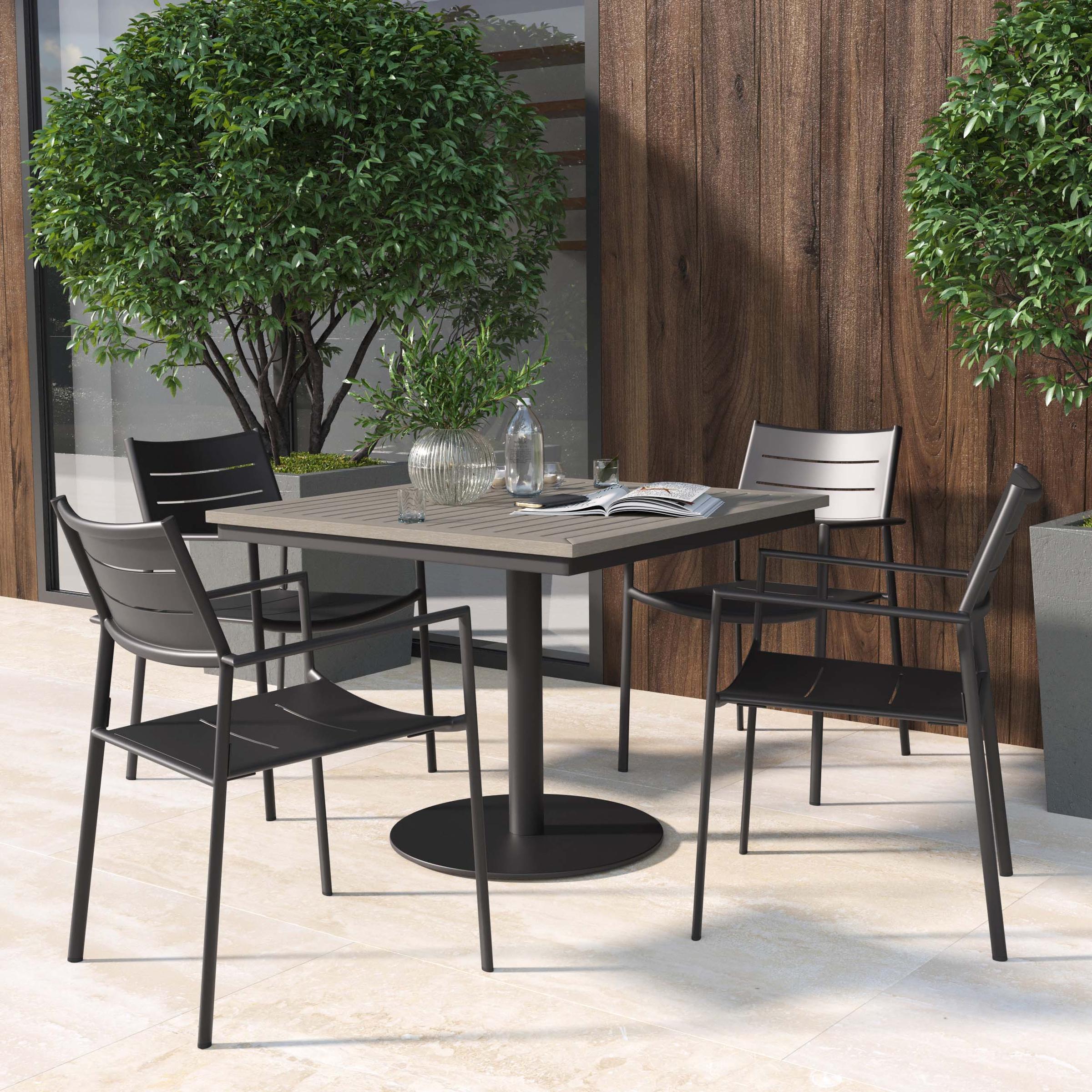 Eiland 5-Piece 36" Square Dining Table & Dining Chairs Set - Vintage Tekwood Top - Carbon