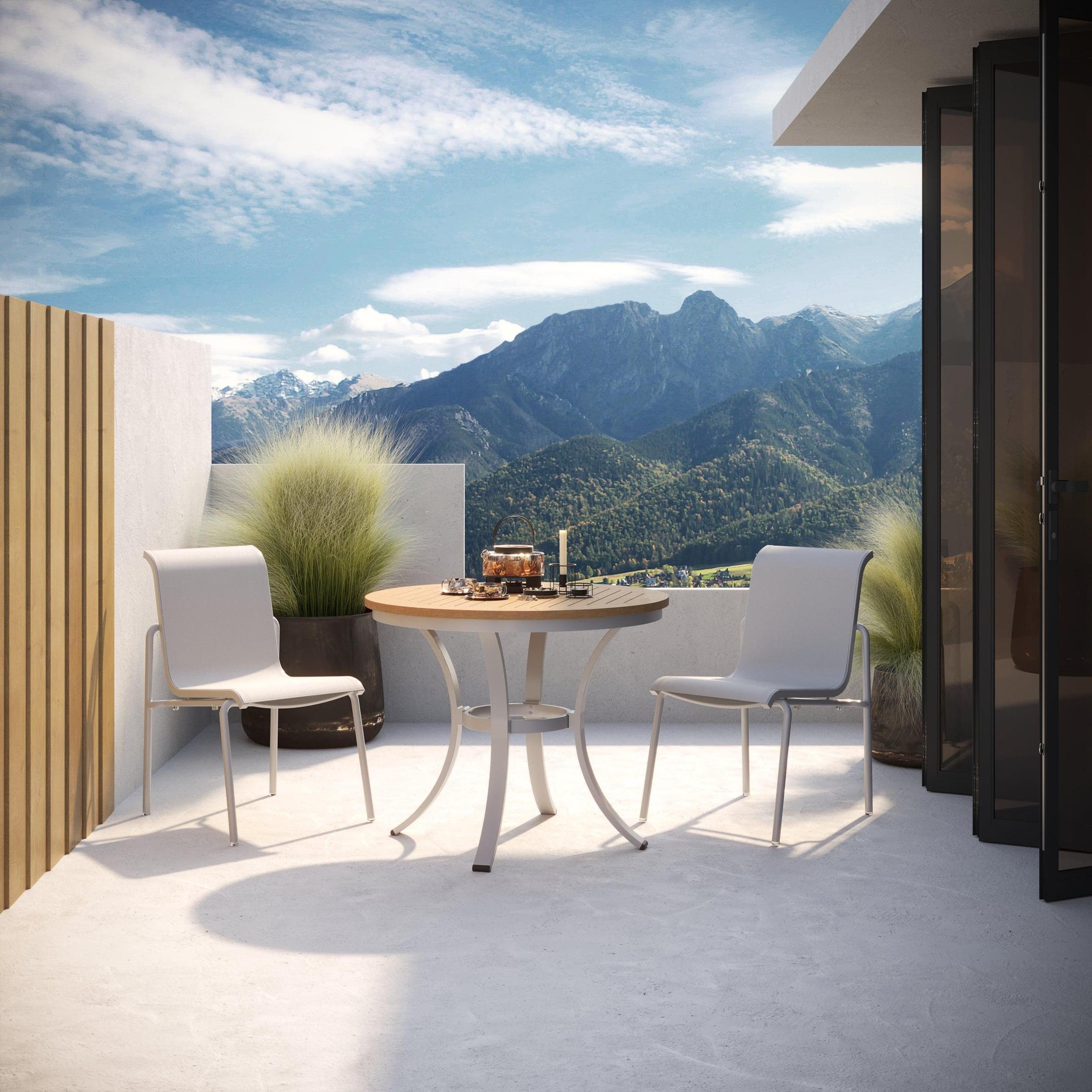 Orso 3-Piece 36" Cafe Bistro Table & Side Chairs Set - Flint - Natural Tekwood Top - Fog Sling