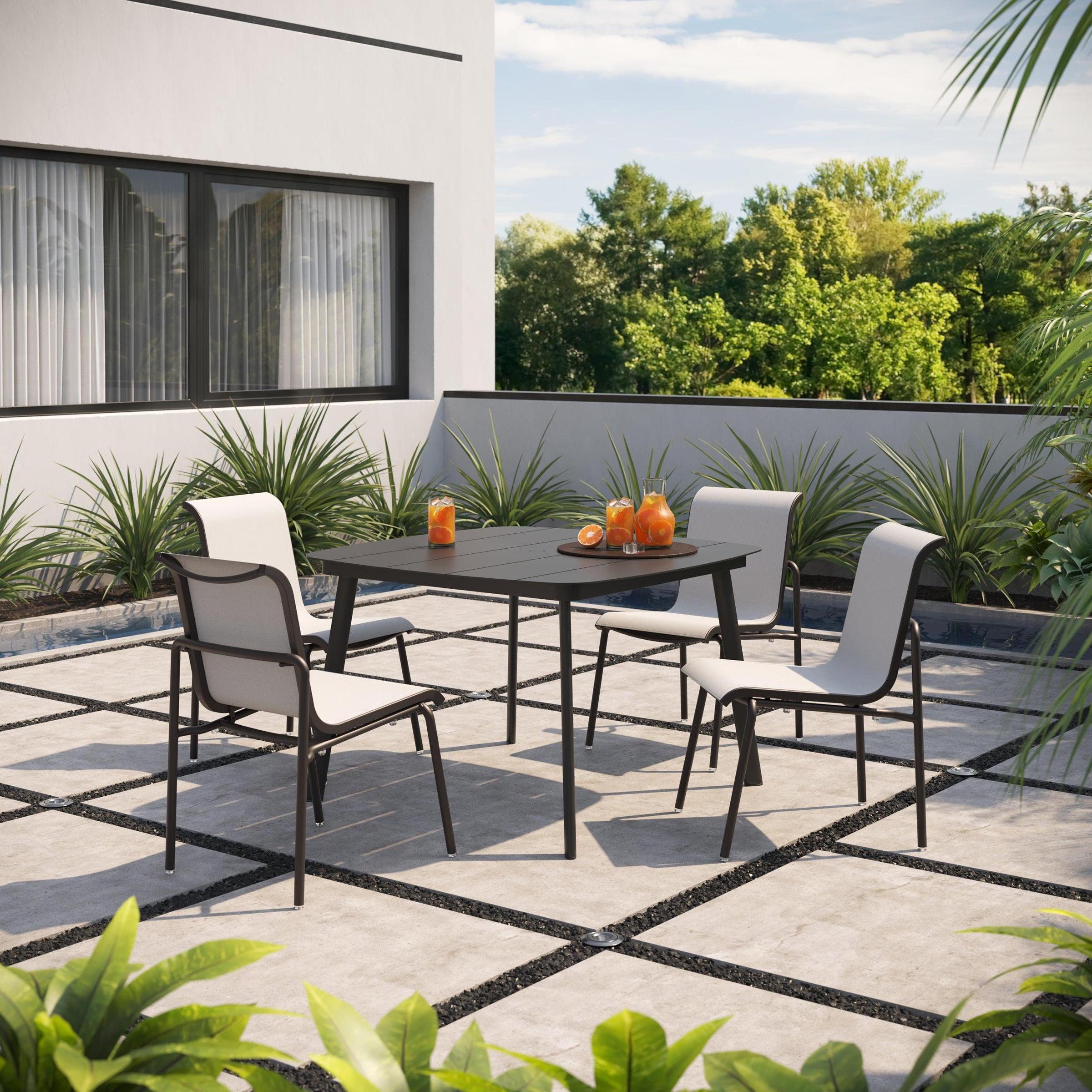 Orso 5-Piece 45" Square Dining Table & Side Chairs Set - Carbon - Fog Sling