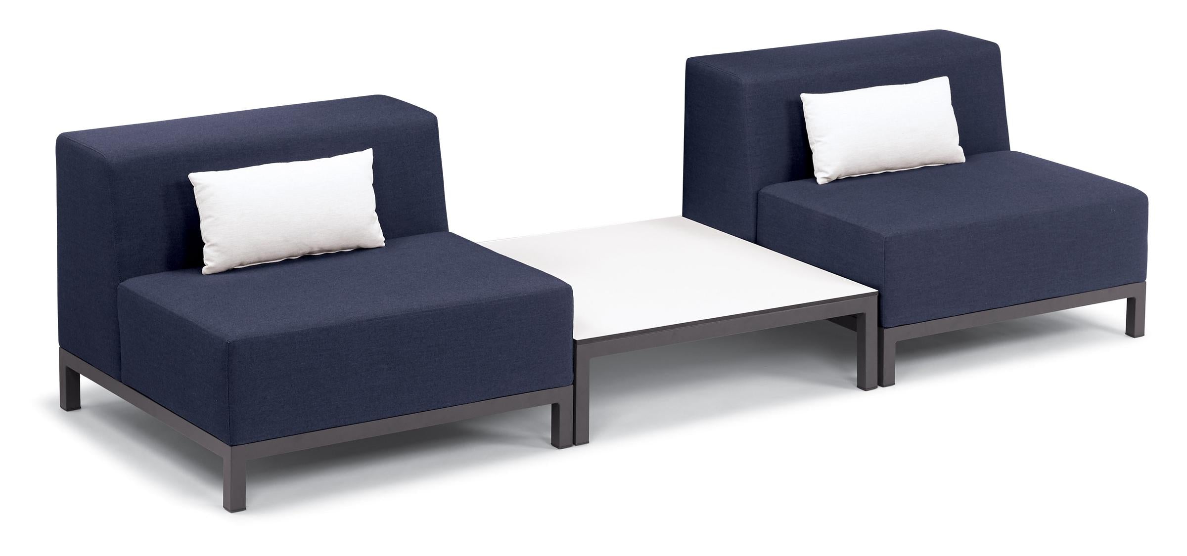 Koral 3-Piece Modular Set - Spectrum Indigo Upholstery With Lumbar Pillows