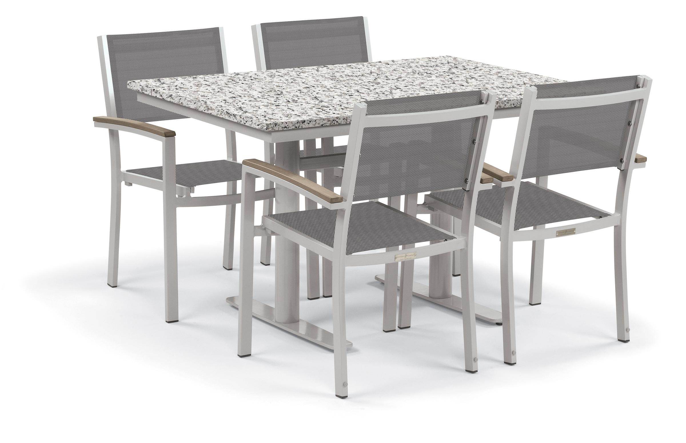 Travira 5-Piece 34X48'' Table And Sling Chair Bistro Set - Titanium Sling - Vintage-Tekwood - Ash-Lite-Core Top