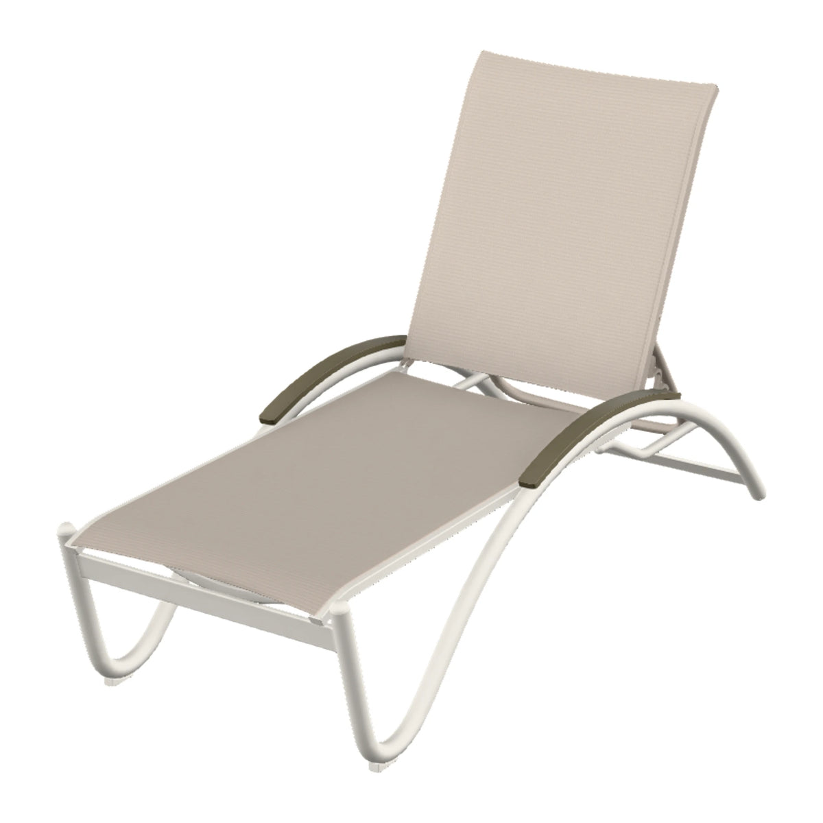 Helios Sling Chaise w/ Polymer Accents — Snow PC / Beachwood Accents