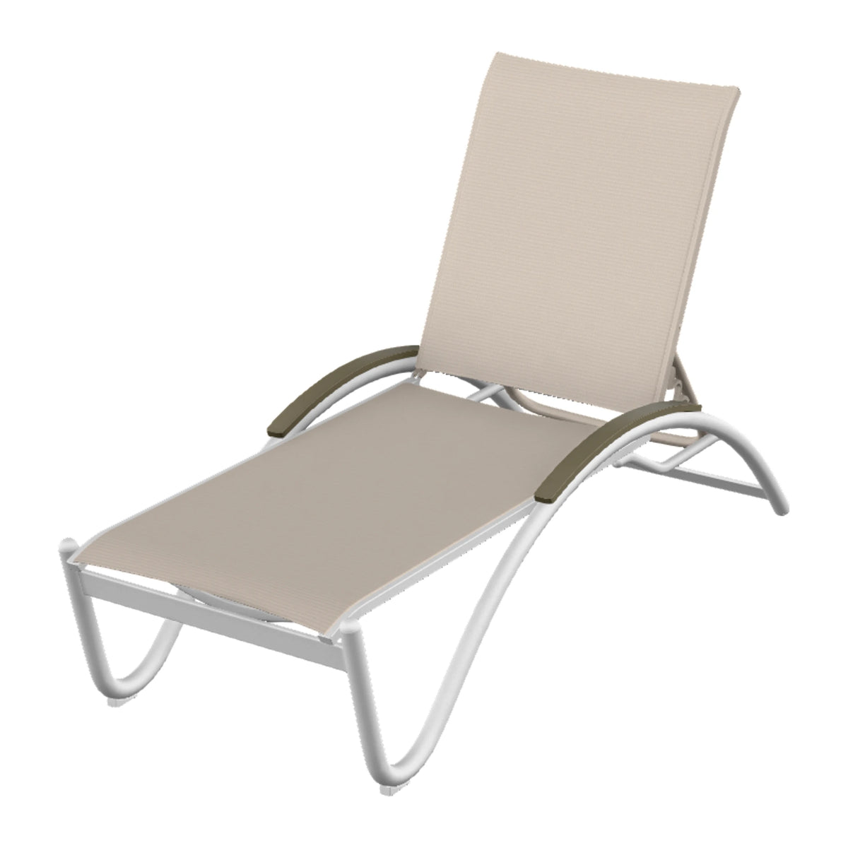 Helios Sling Chaise w/ Polymer Accents — White Txt PC / Beachwood Accents