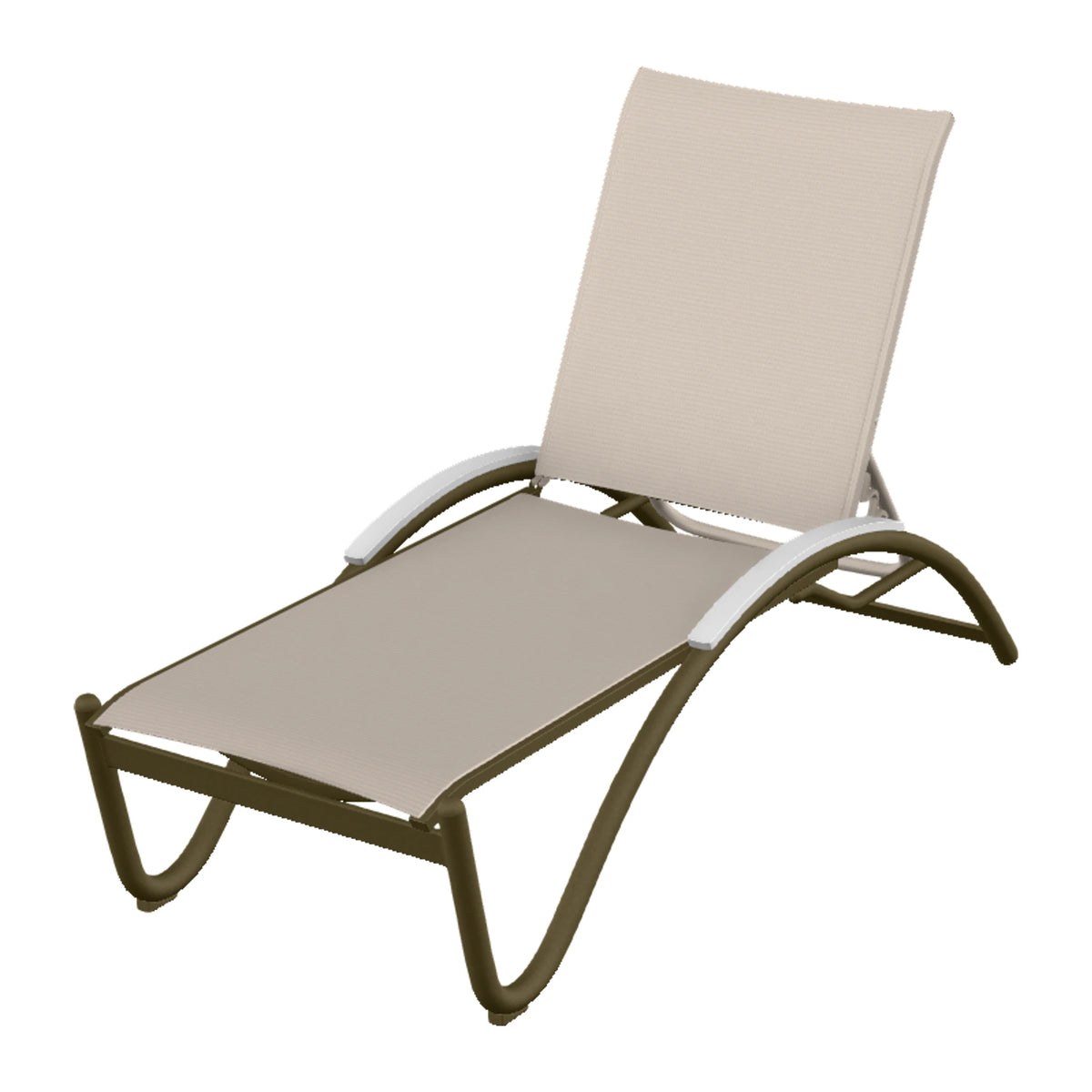 Helios Sling Chaise w/ Polymer Accents — Beachwood PC / Snow Accents
