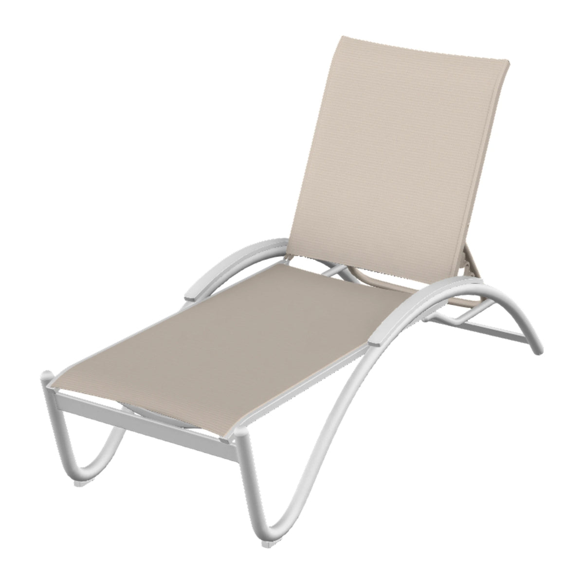 Helios Sling Chaise w/ Polymer Accents — White Txt PC / Snow Accents
