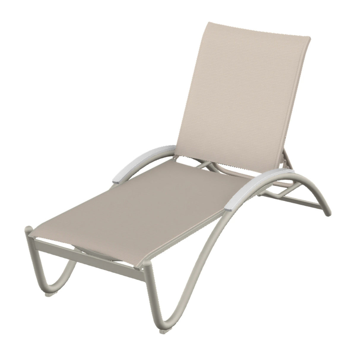 Helios Sling Chaise w/ Polymer Accents — Warm Grey PC / Snow Accents