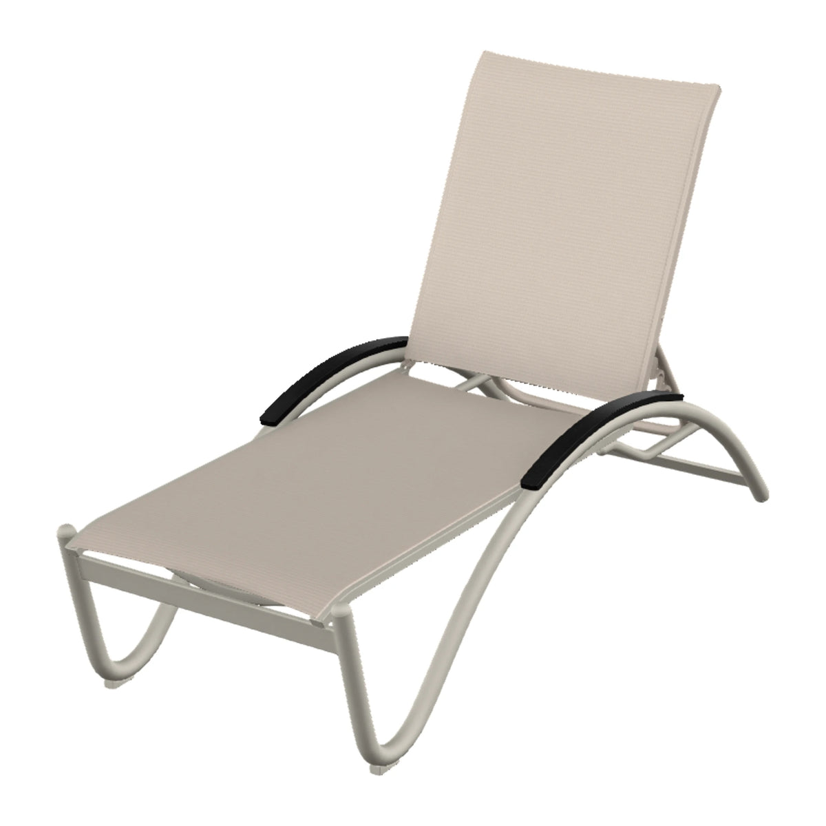 Helios Sling Chaise w/ Polymer Accents — Warm Grey PC / Black Accents