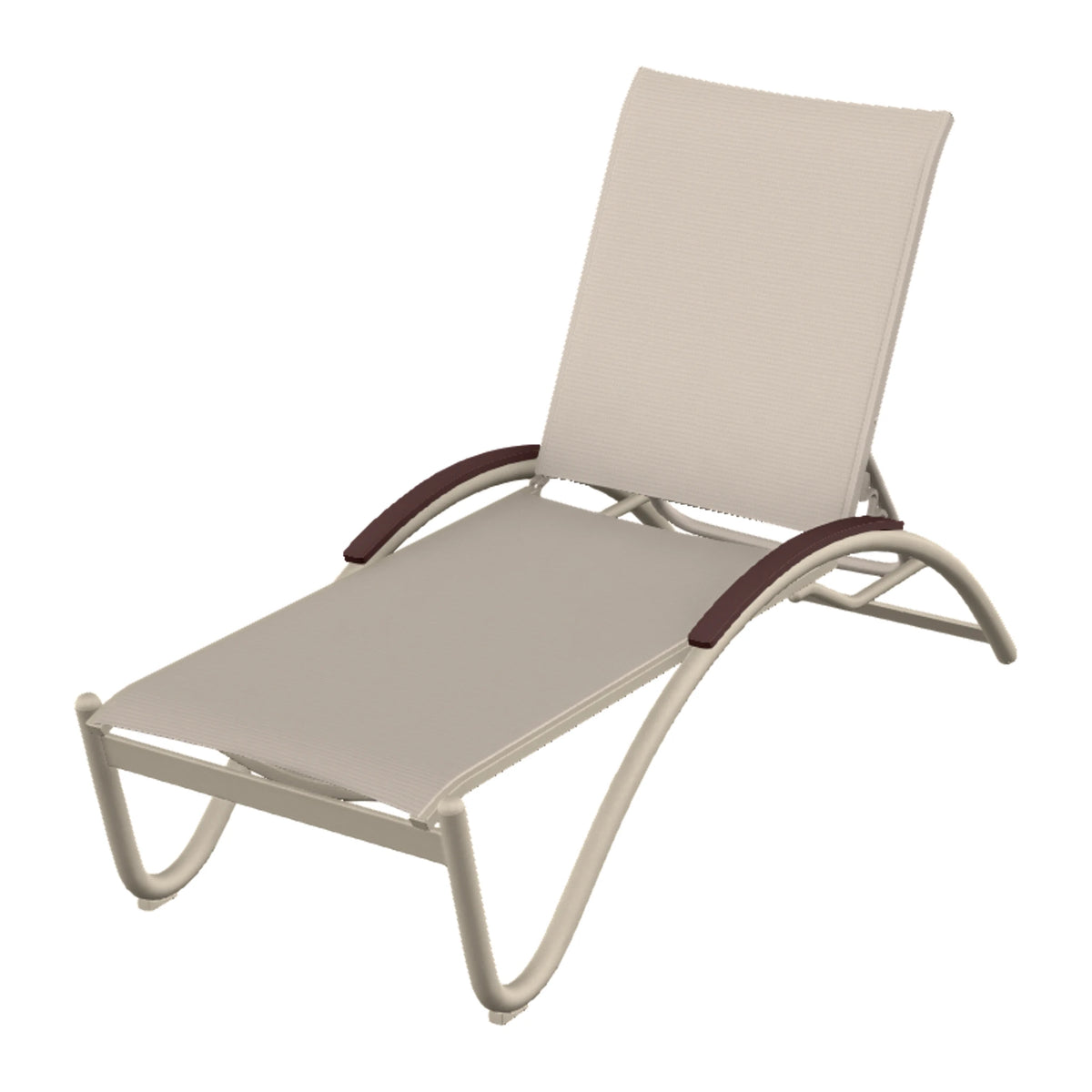 Helios Sling Chaise w/ Polymer Accents — Desert Sand PC / Cranberry Accents