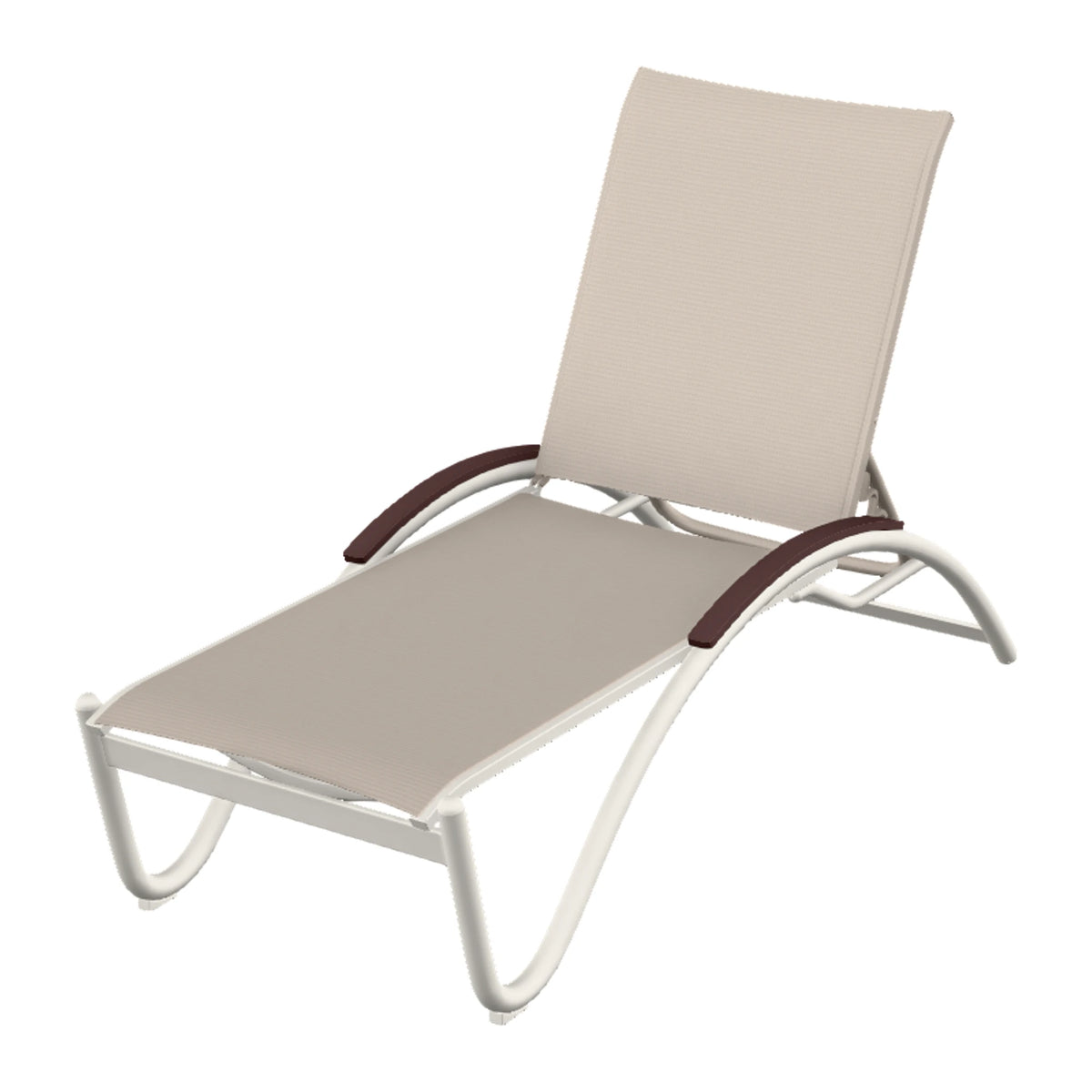 Helios Sling Chaise w/ Polymer Accents — Snow PC / Cranberry Accents