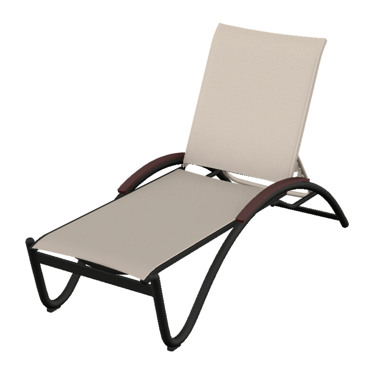 Helios Sling Chaise w/ Polymer Accents — Black PC / Cranberry Accents