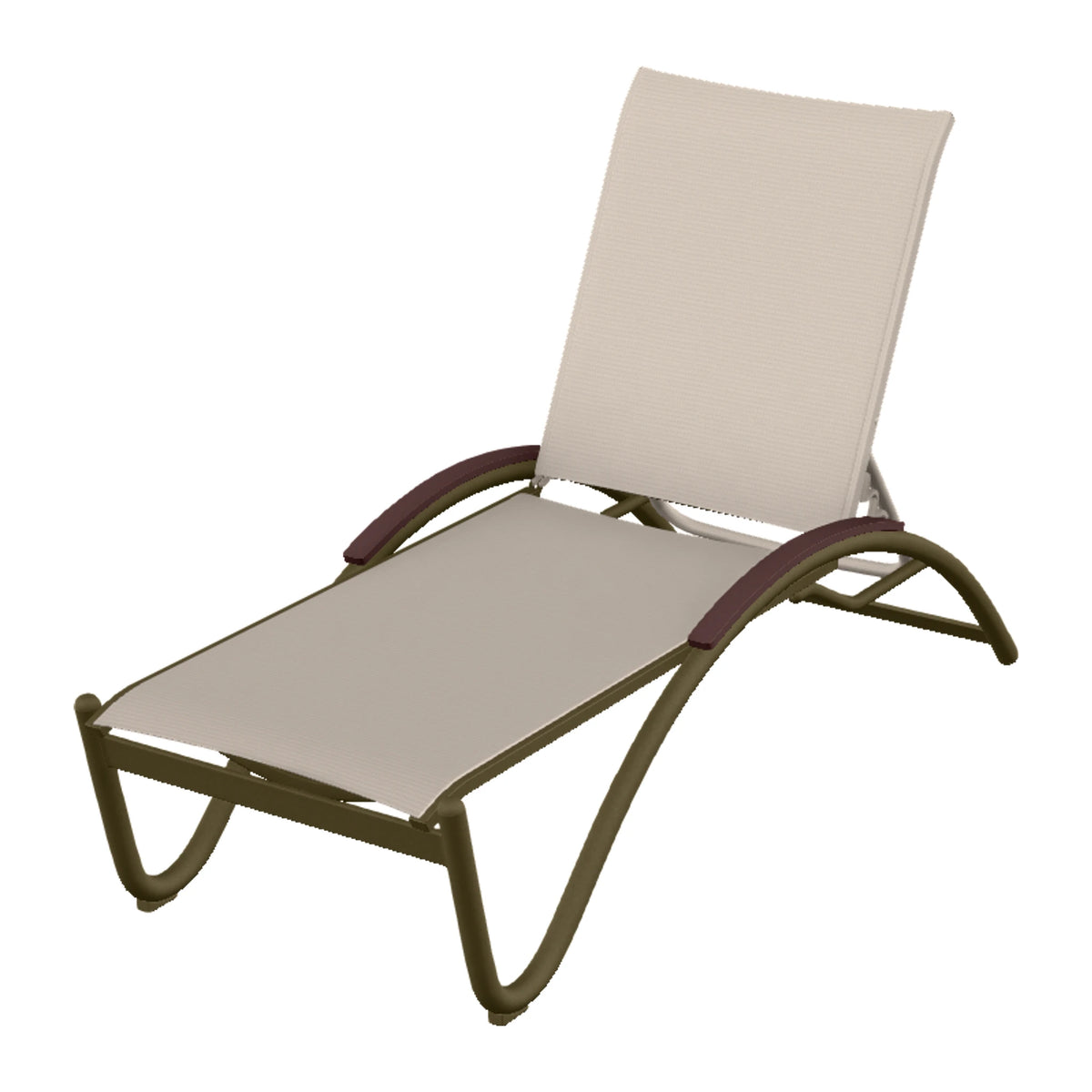 Helios Sling Chaise w/ Polymer Accents — Beachwood PC / Cranberry Accents