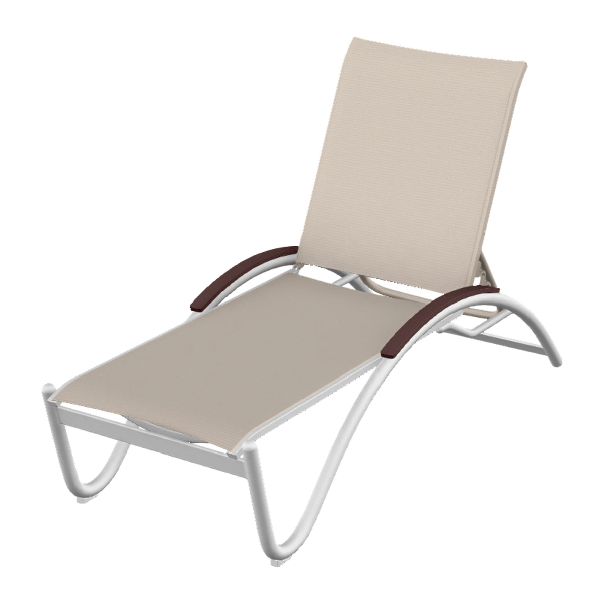 Helios Sling Chaise w/ Polymer Accents — White Txt PC / Cranberry Accents