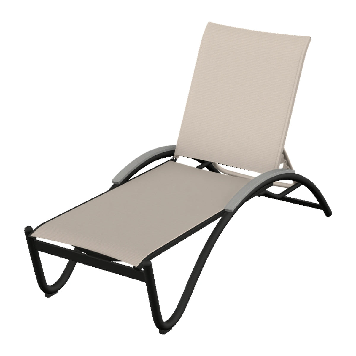 Helios Sling Chaise w/ Polymer Accents — Black PC / Cape Grey Accents