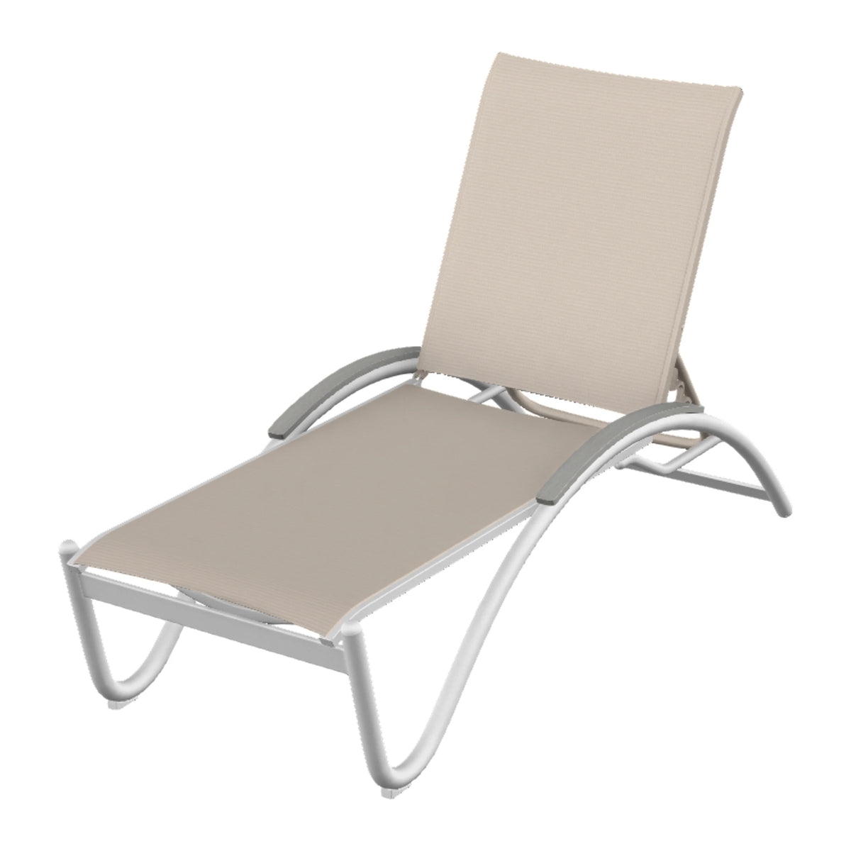 Helios Sling Chaise w/ Polymer Accents — White Txt PC / Cape Grey Accents