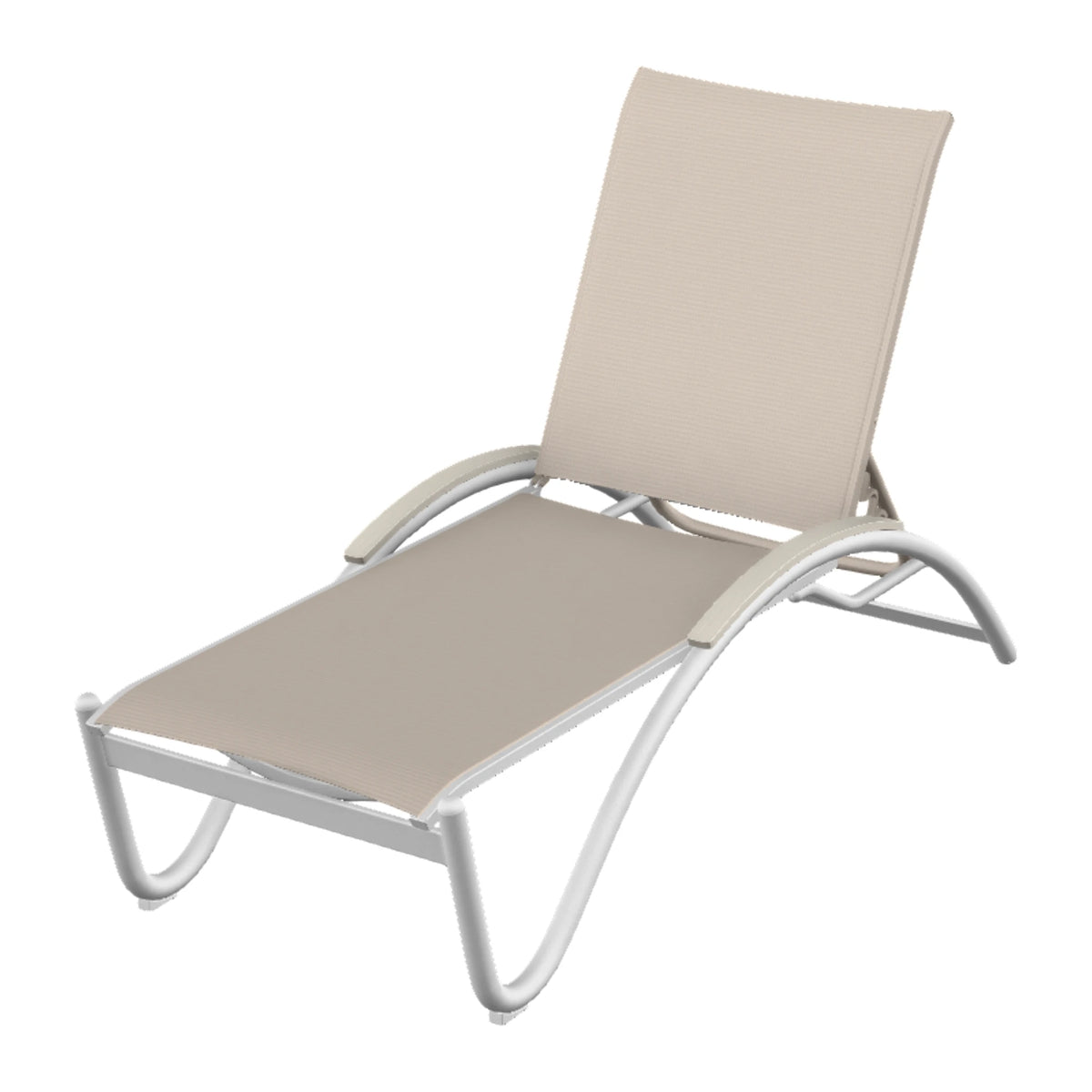 Helios Sling Chaise w/ Polymer Accents — White Txt PC / Laguna Accents