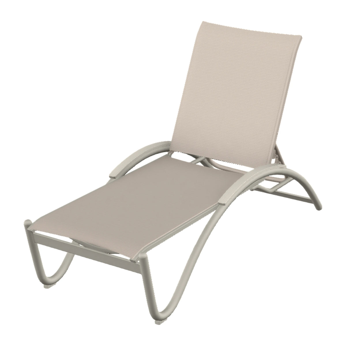 Helios Sling Chaise w/ Polymer Accents — Warm Grey PC / Laguna Accents