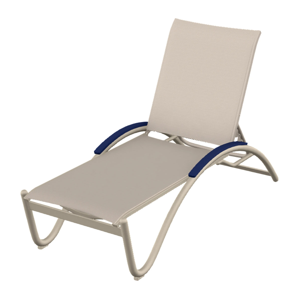 Helios Sling Chaise w/ Polymer Accents — Desert Sand PC / Navy Accents