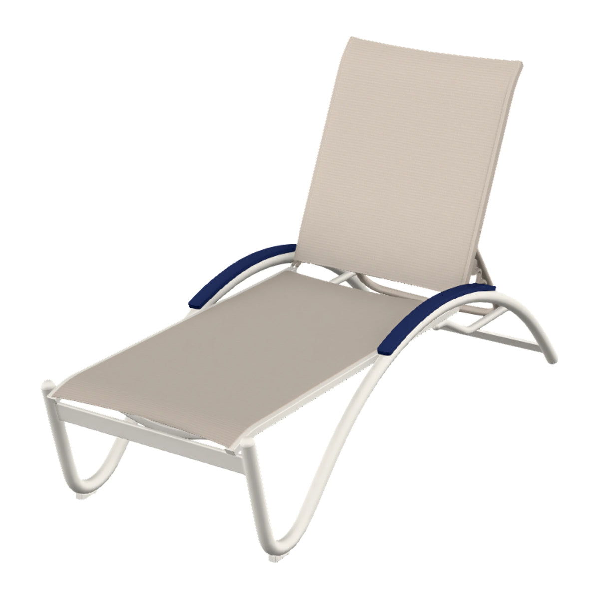 Helios Sling Chaise w/ Polymer Accents — Snow PC / Navy Accents