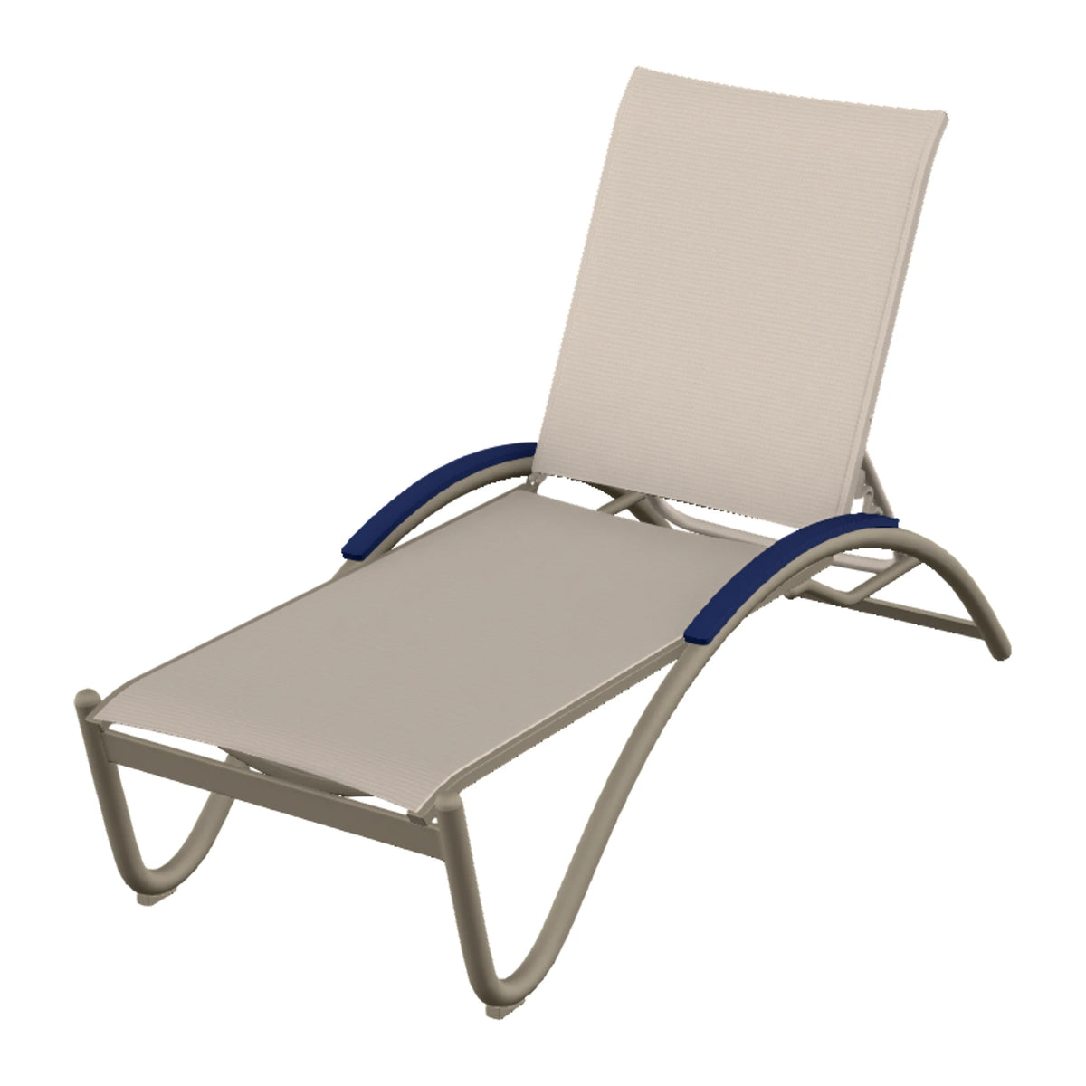 Helios Sling Chaise w/ Polymer Accents — Storm PC / Navy Accents