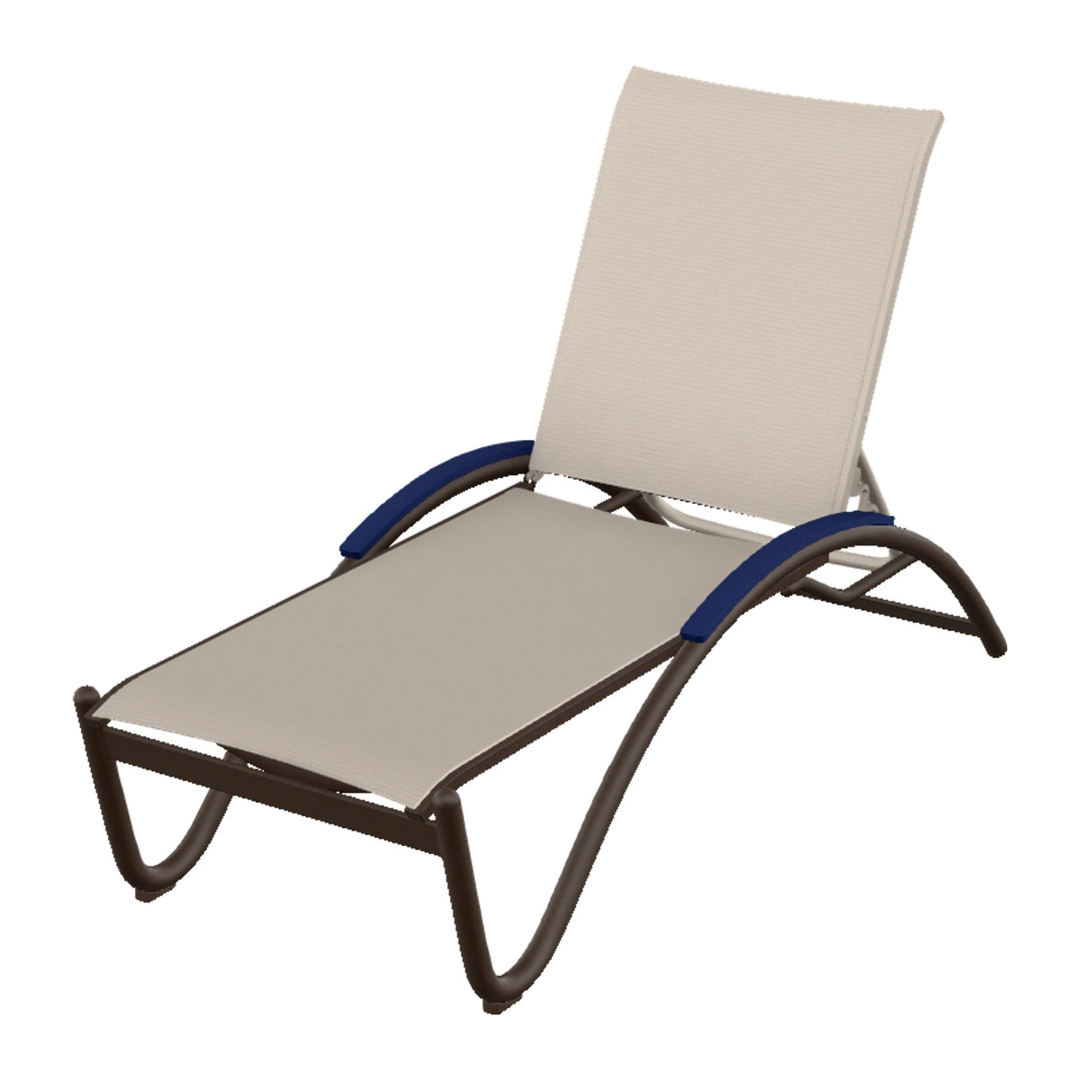Helios Sling Chaise w/ Polymer Accents — Kona PC / Navy Accents