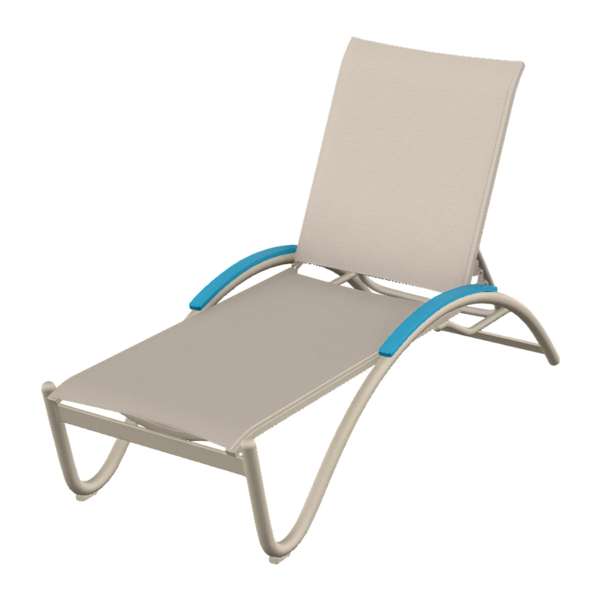 Helios Sling Chaise w/ Polymer Accents — Desert Sand PC / Aqua Accents
