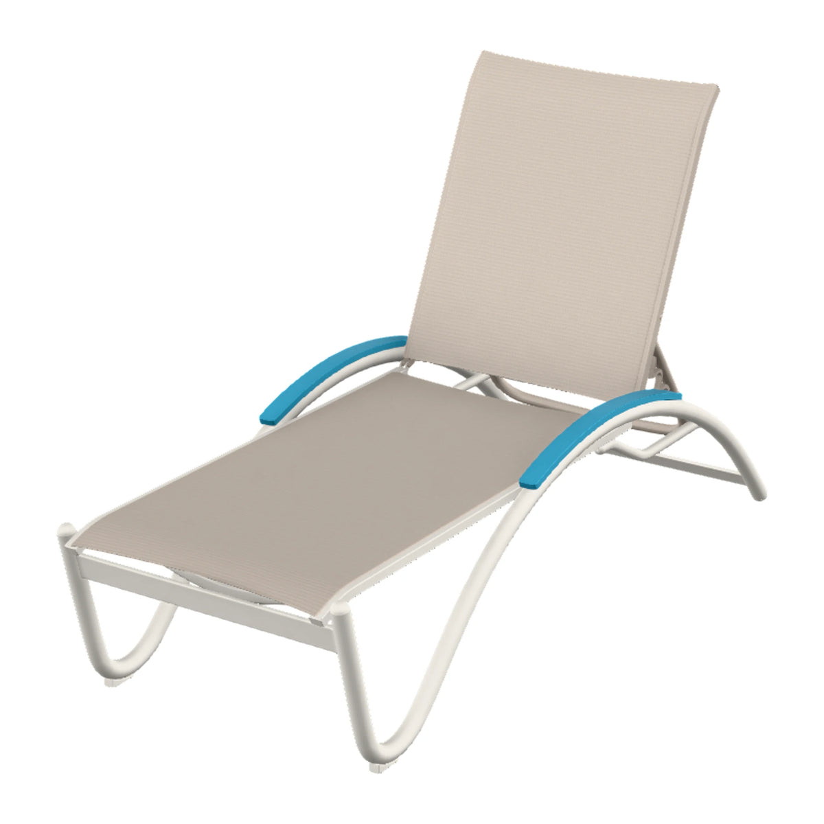 Helios Sling Chaise w/ Polymer Accents — Snow PC / Aqua Accents