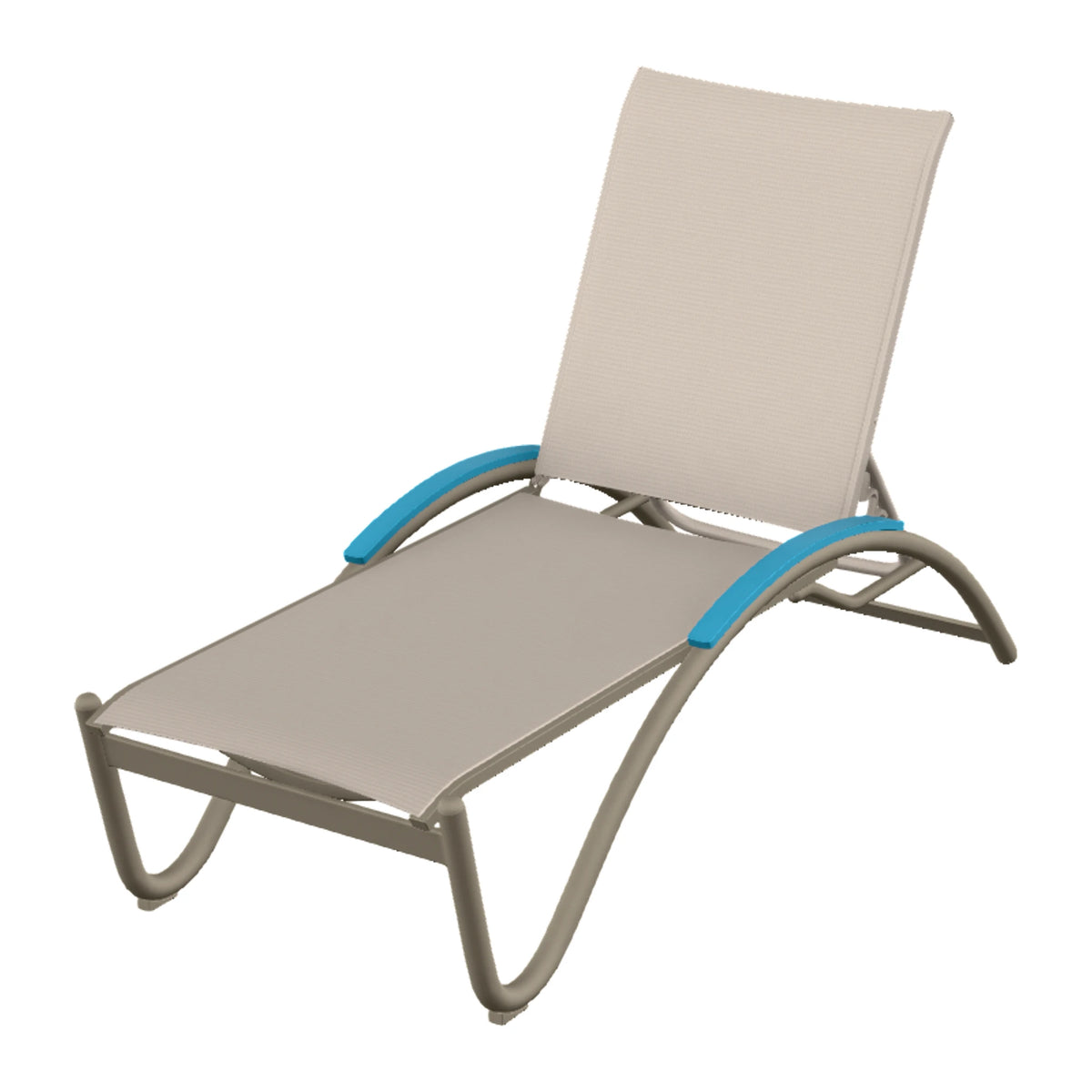 Helios Sling Chaise w/ Polymer Accents — Storm PC / Aqua Accents