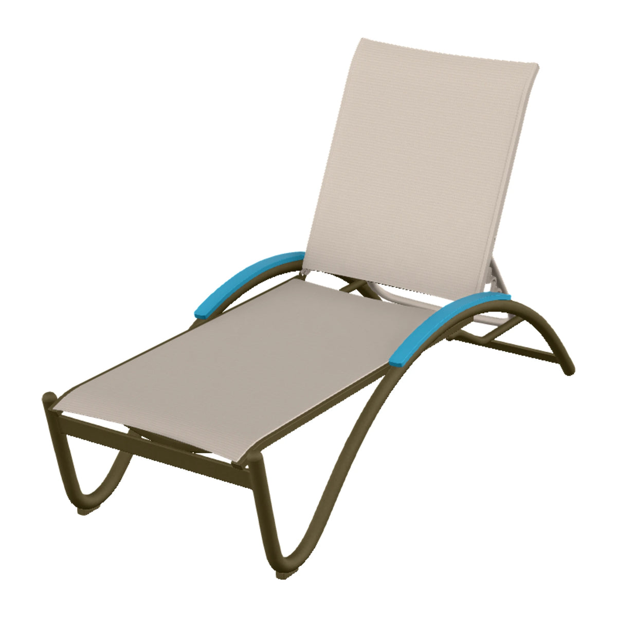 Helios Sling Chaise w/ Polymer Accents — Beachwood PC / Aqua Accents