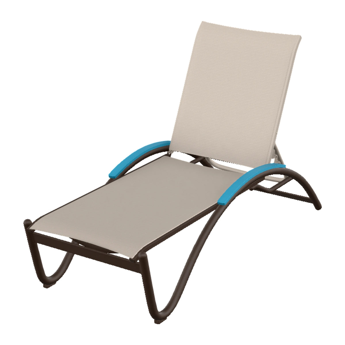 Helios Sling Chaise w/ Polymer Accents — Kona PC / Aqua Accents