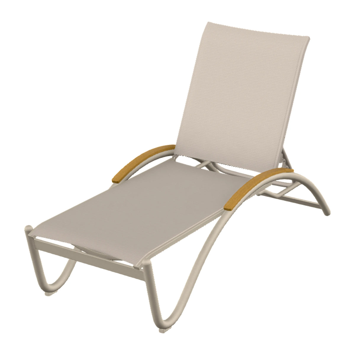 Helios Sling Chaise w/ Polymer Accents — Desert Sand PC / Teak Accents