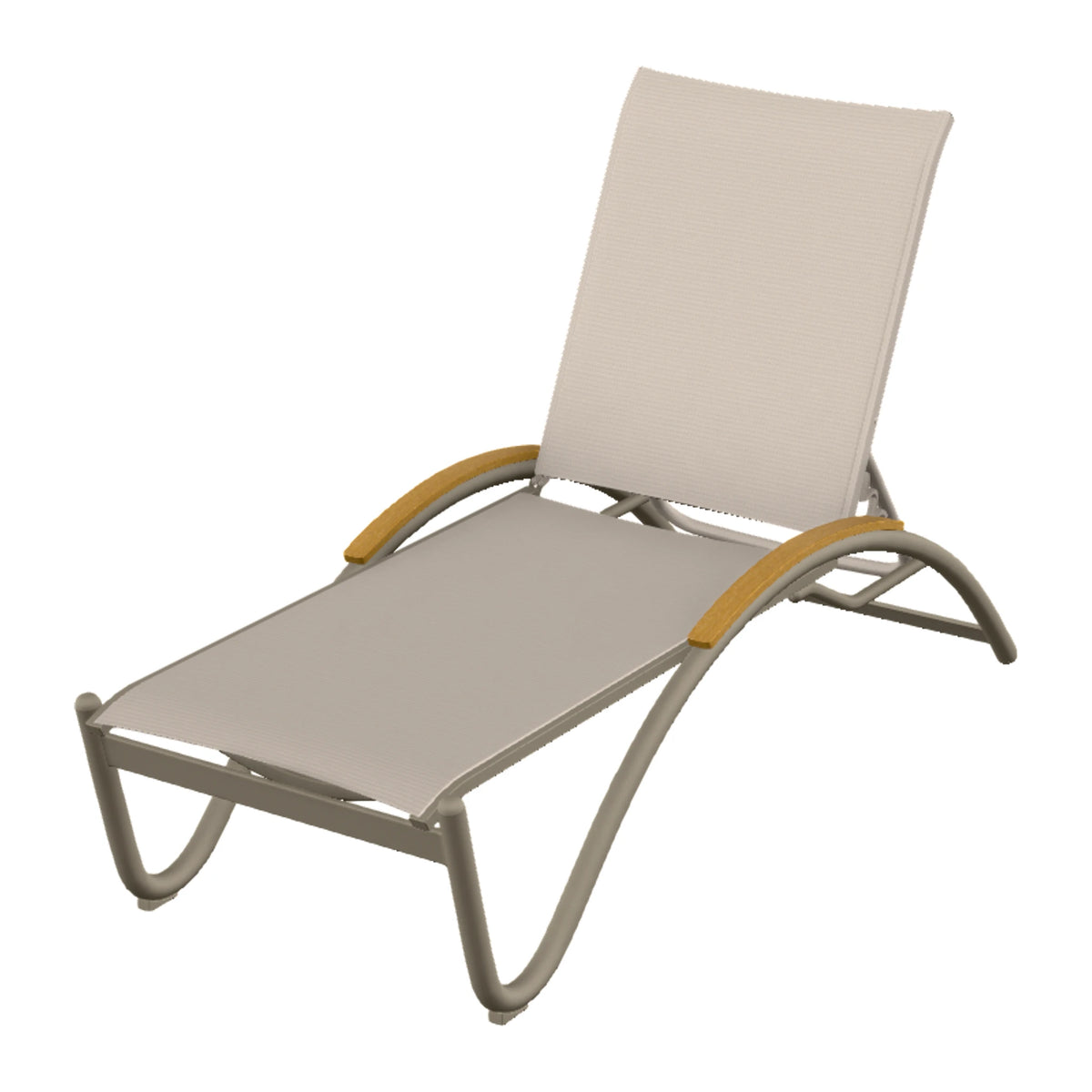 Helios Sling Chaise w/ Polymer Accents — Storm PC / Teak Accents