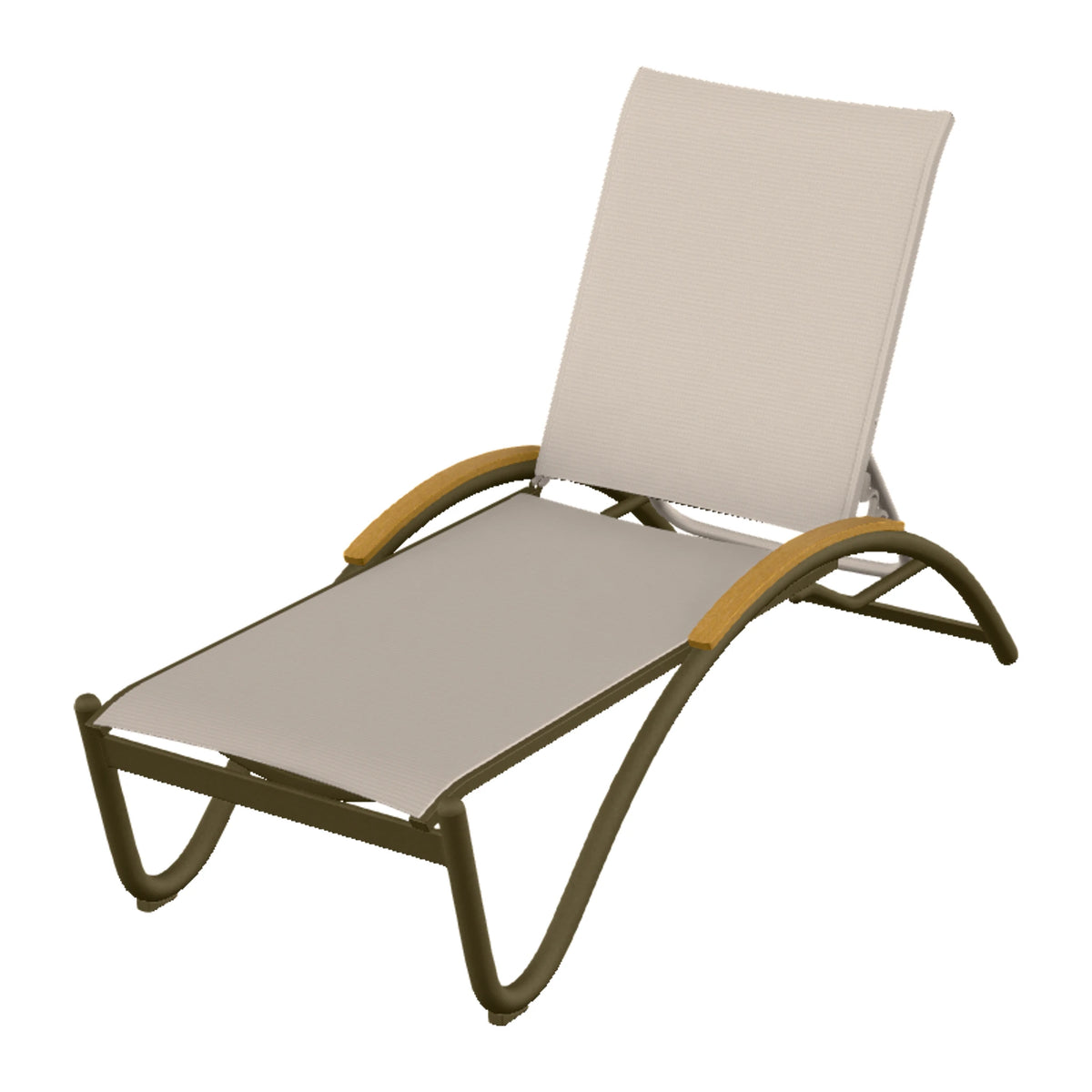 Helios Sling Chaise w/ Polymer Accents — Beachwood PC / Teak Accents