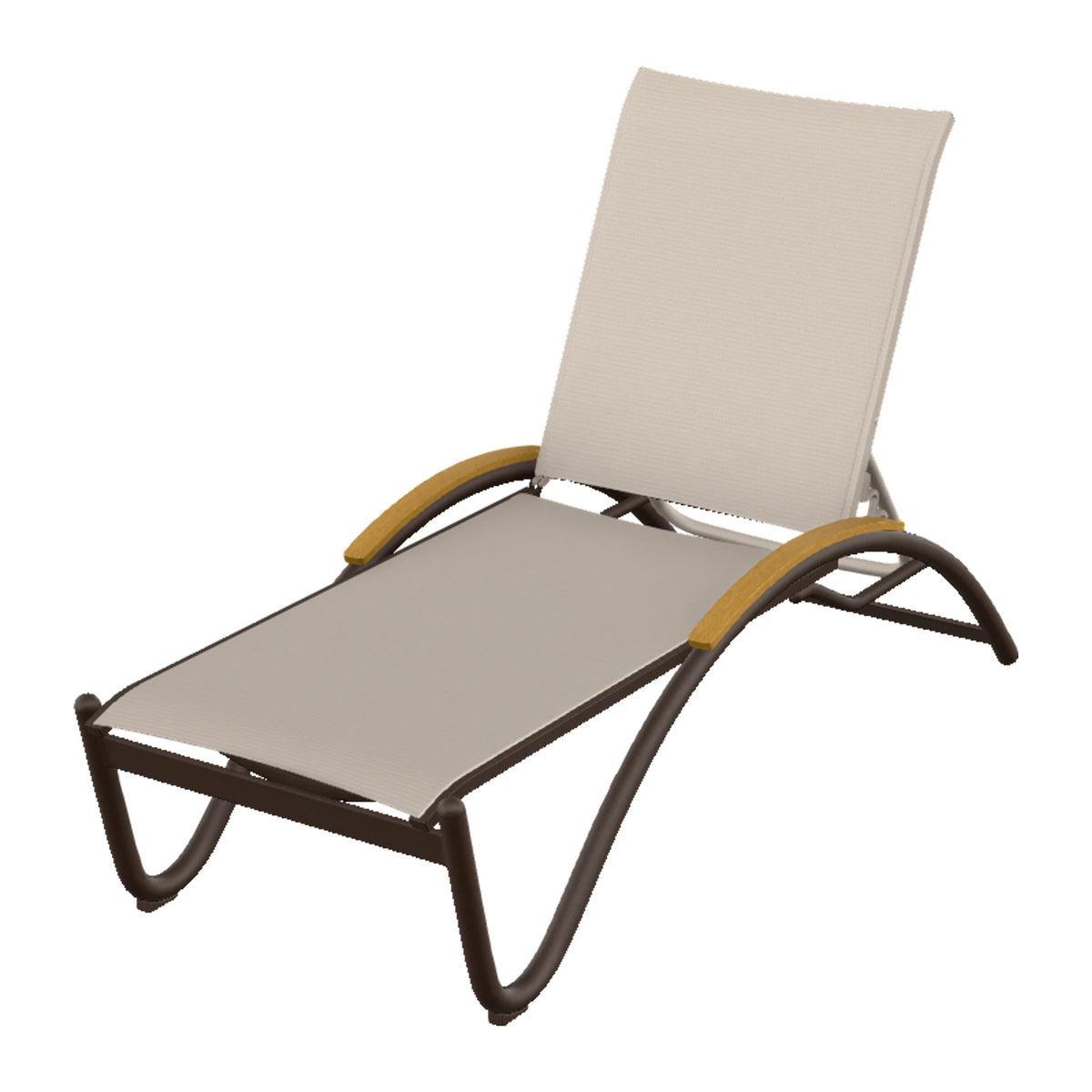 Helios Sling Chaise w/ Polymer Accents — Kona PC / Teak Accents