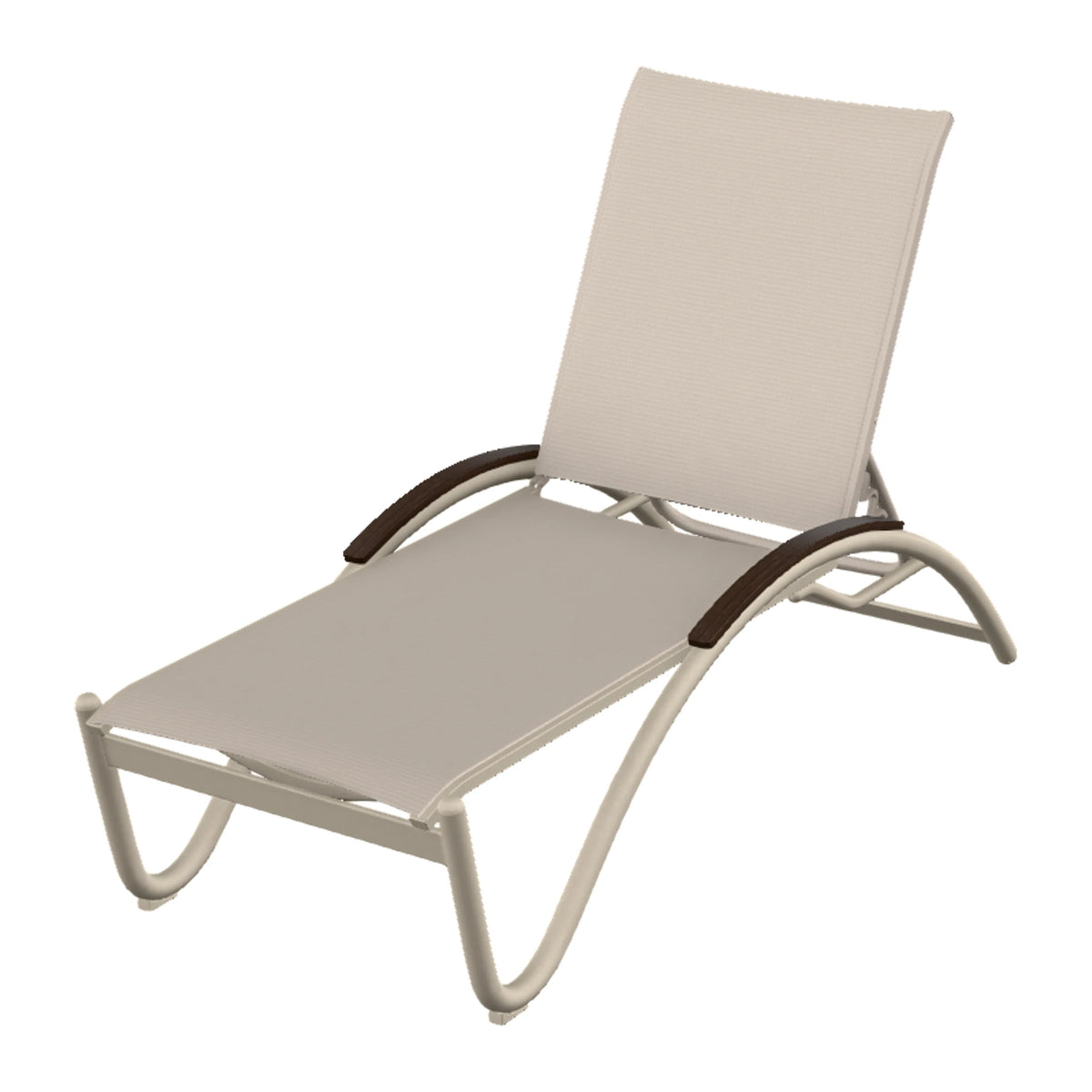 Helios Sling Chaise w/ Polymer Accents — Desert Sand PC / Chestnut Accents
