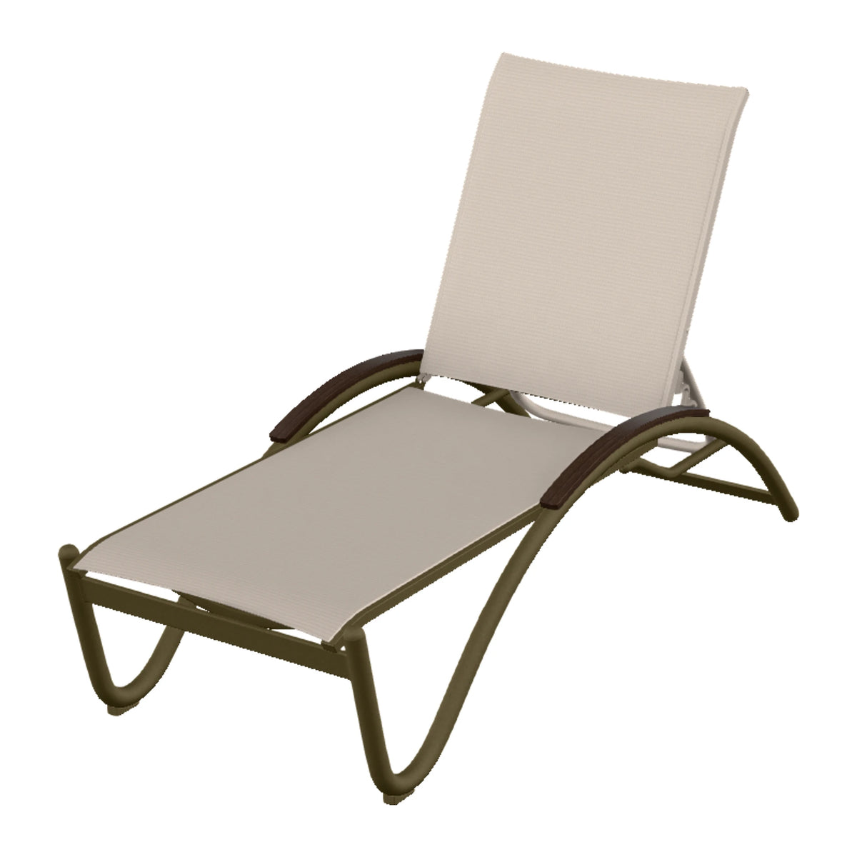 Helios Sling Chaise w/ Polymer Accents — Beachwood PC / Chestnut Accents