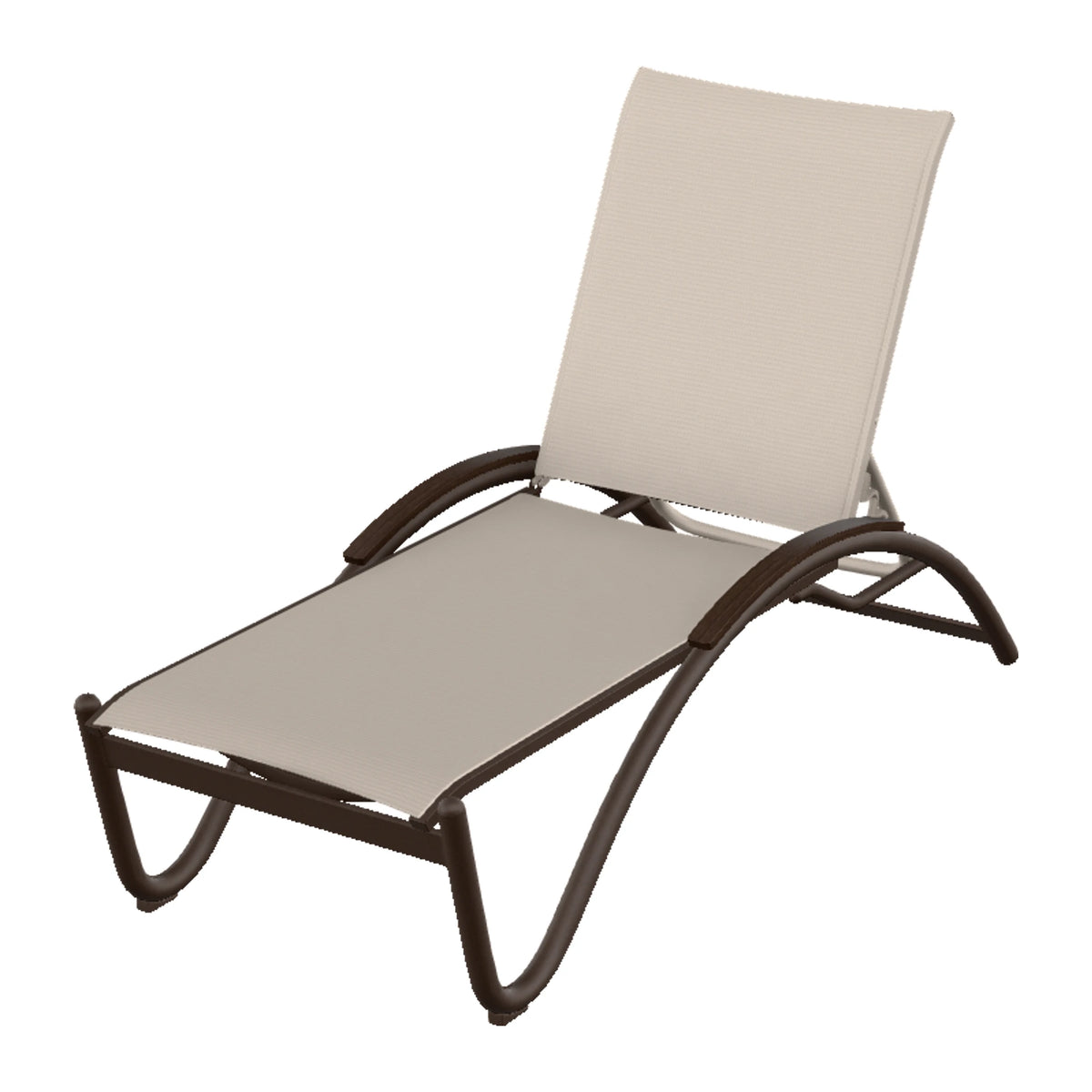 Helios Sling Chaise w/ Polymer Accents — Kona PC / Chestnut Accents