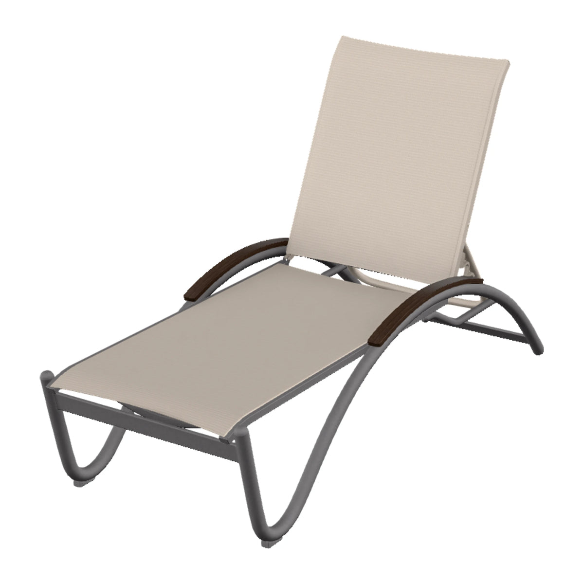 Helios Sling Chaise w/ Polymer Accents — Graphite Txt PC / Chestnut Accents