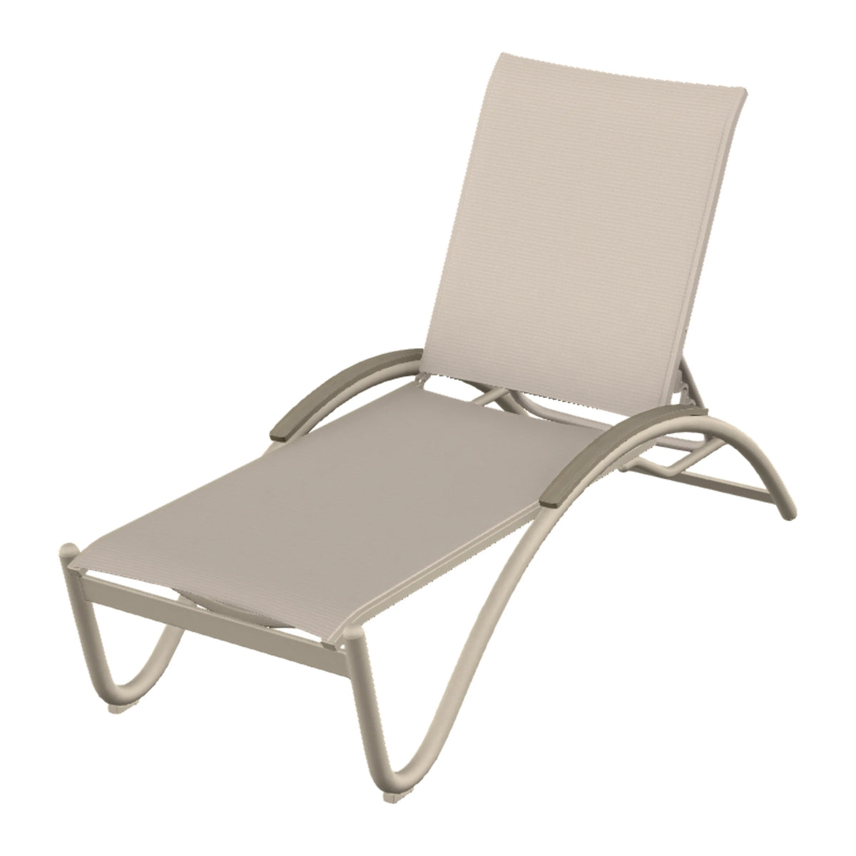 Helios Sling Chaise w/ Polymer Accents — Desert Sand PC / Weathered Wood Accent