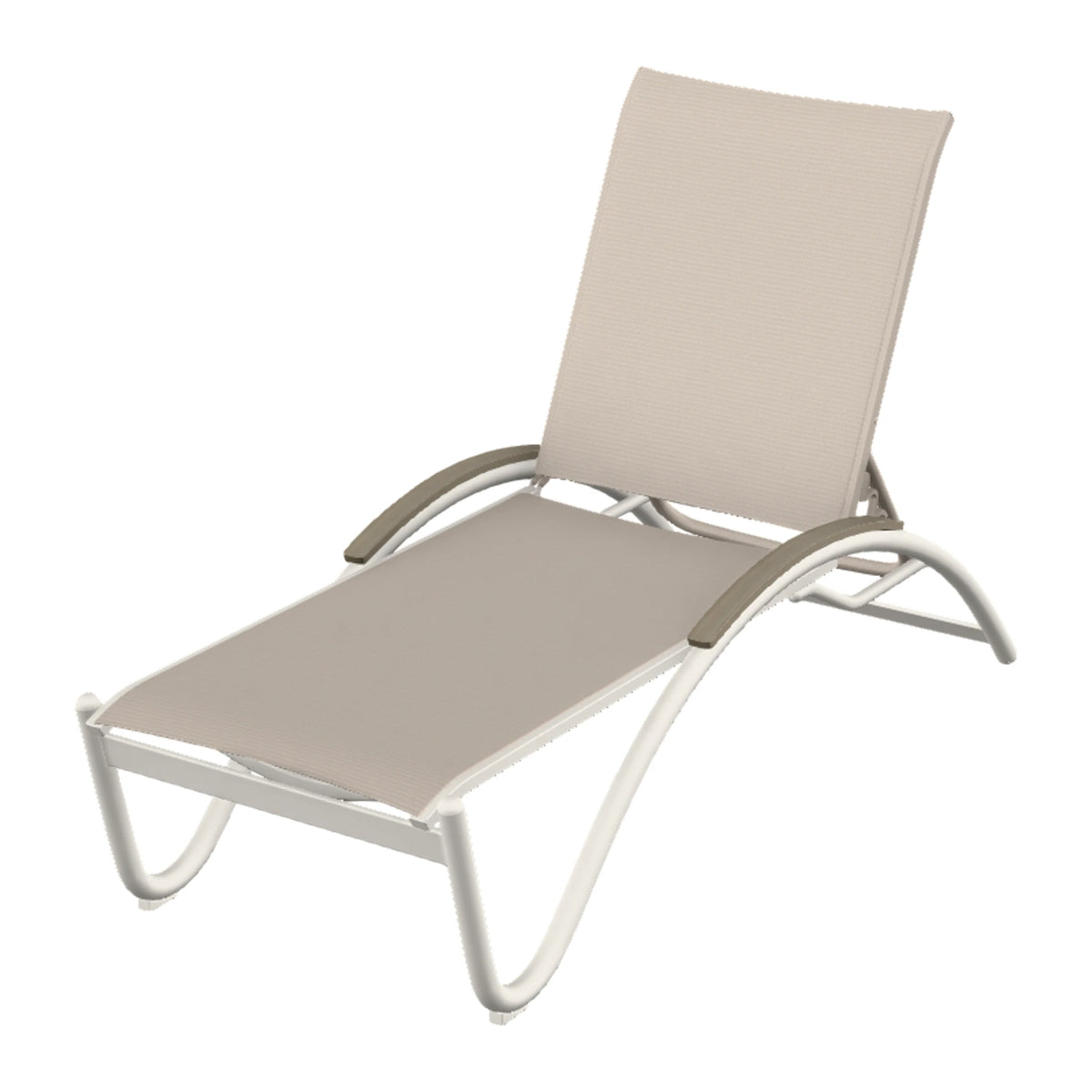 Helios Sling Chaise w/ Polymer Accents — Snow PC / Weathered Wood Accent