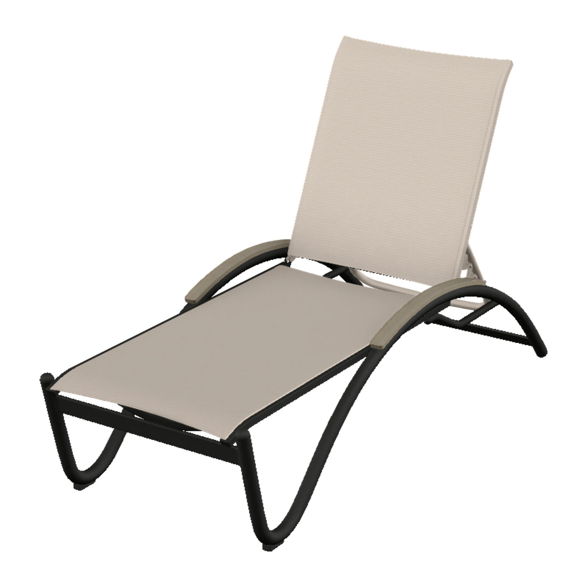 Helios Sling Chaise w/ Polymer Accents — Black PC / Weathered Wood Accent