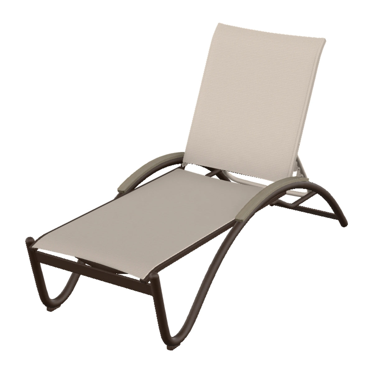 Helios Sling Chaise w/ Polymer Accents — Kona PC / Weathered Wood Accent