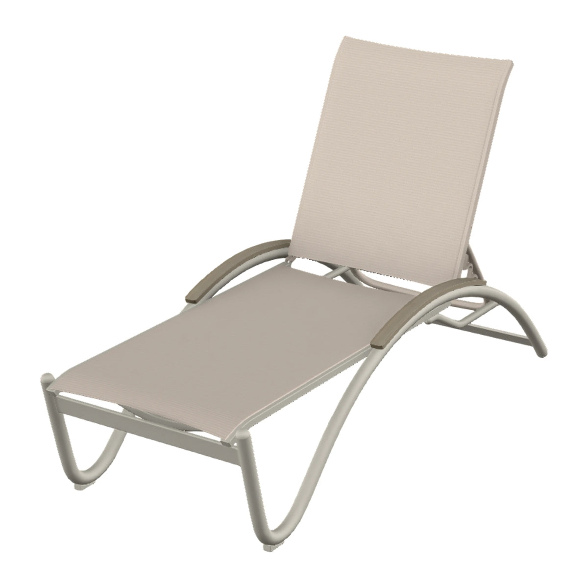 Helios Sling Chaise w/ Polymer Accents — Warm Grey PC / Weathered Wood Accent