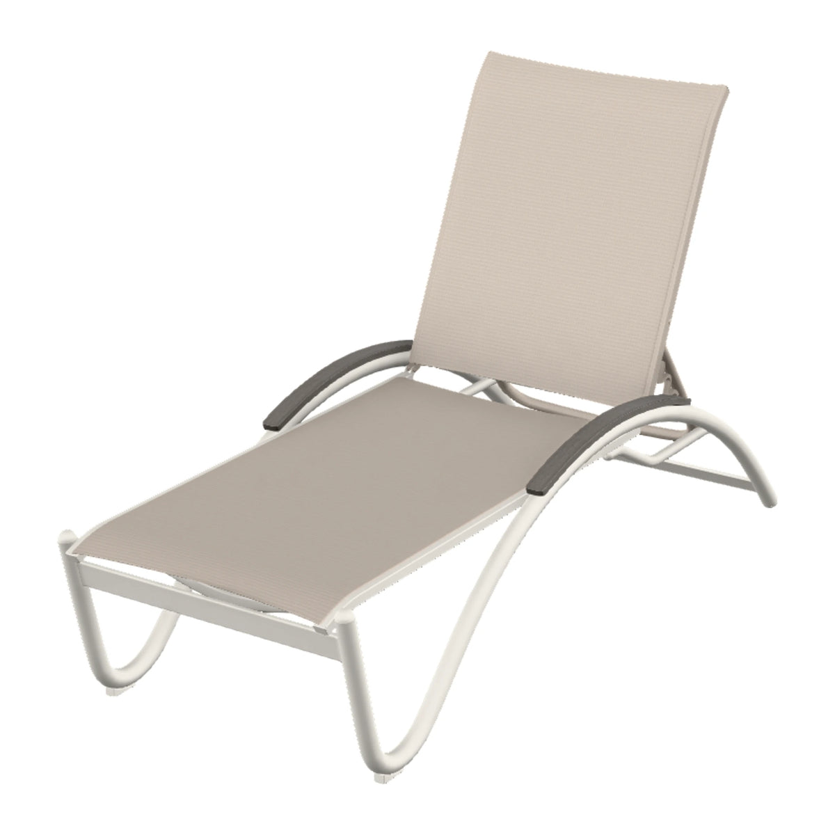 Helios Sling Chaise w/ Polymer Accents — Snow PC / Boardwalk Accents